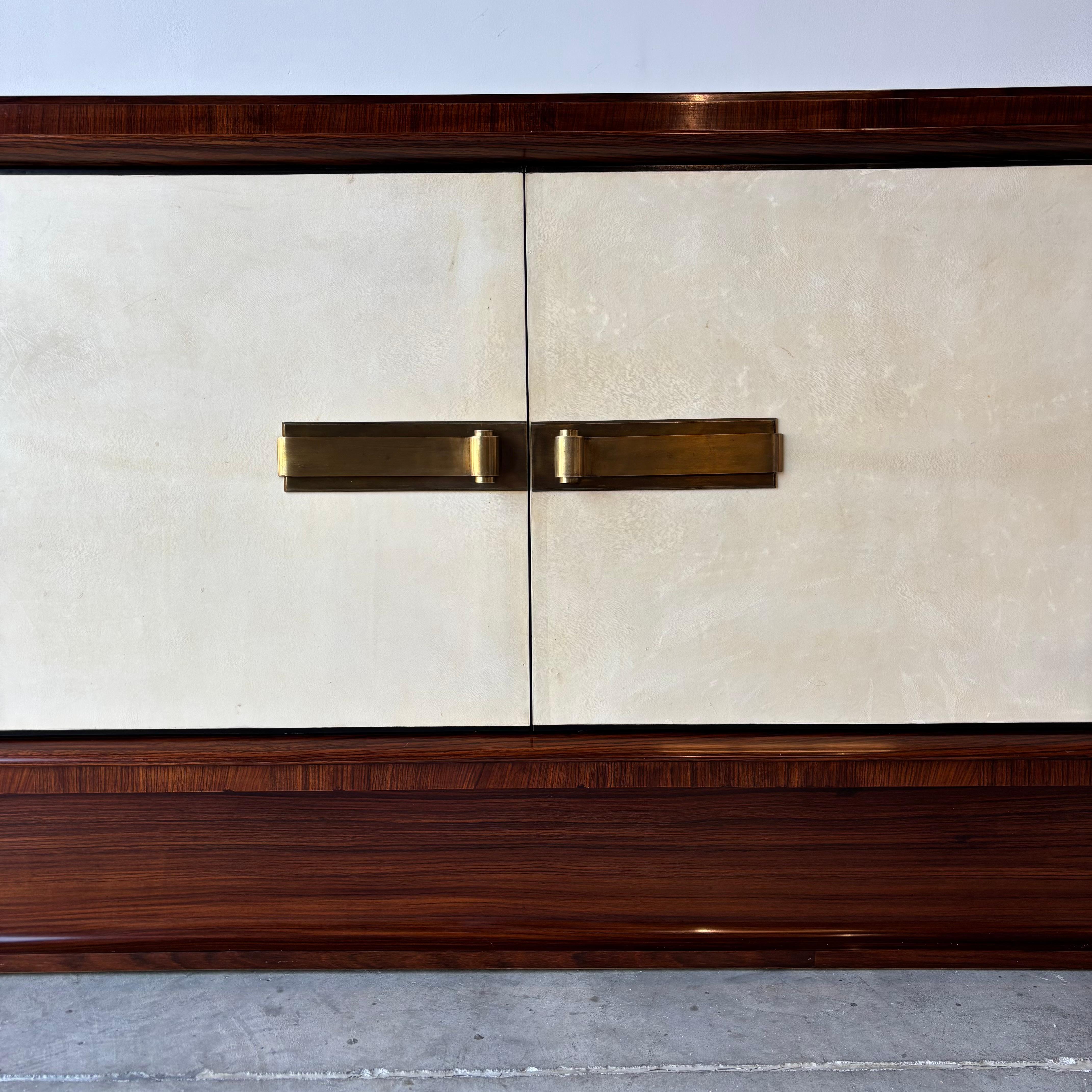 Monumental Italian Art Deco Sideboard in Rosewood and Parchment, 1930s In Good Condition In Raleigh, NC