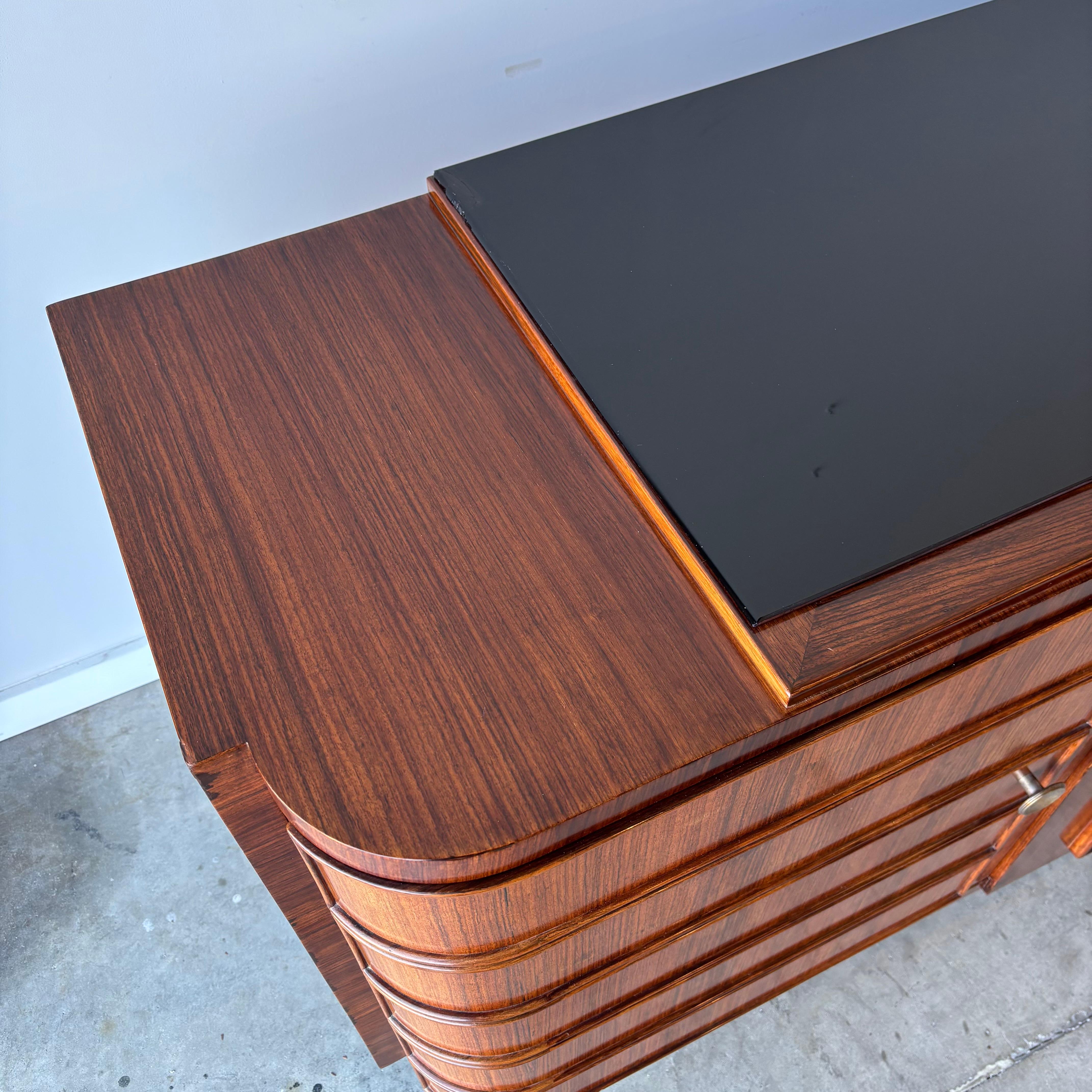 Monumental Italian Art Deco Sideboard in Rosewood and Parchment, 1930s 4