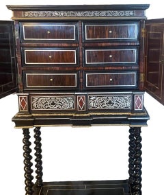 Monumental Italian Baroque Style Cabinet on Stand. Mid-19th Century.