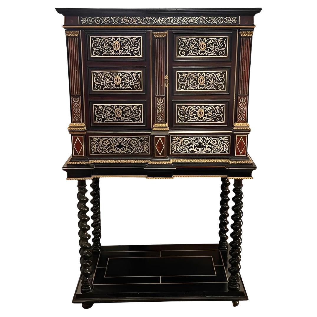 Monumental Italian Baroque Style Cabinet on Stand. Mid-19th Century.