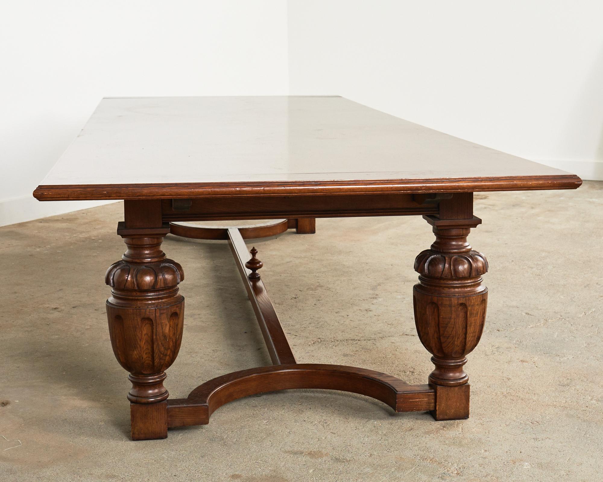 Monumental Italian Baroque Style Oak Refectory Dining Table 13