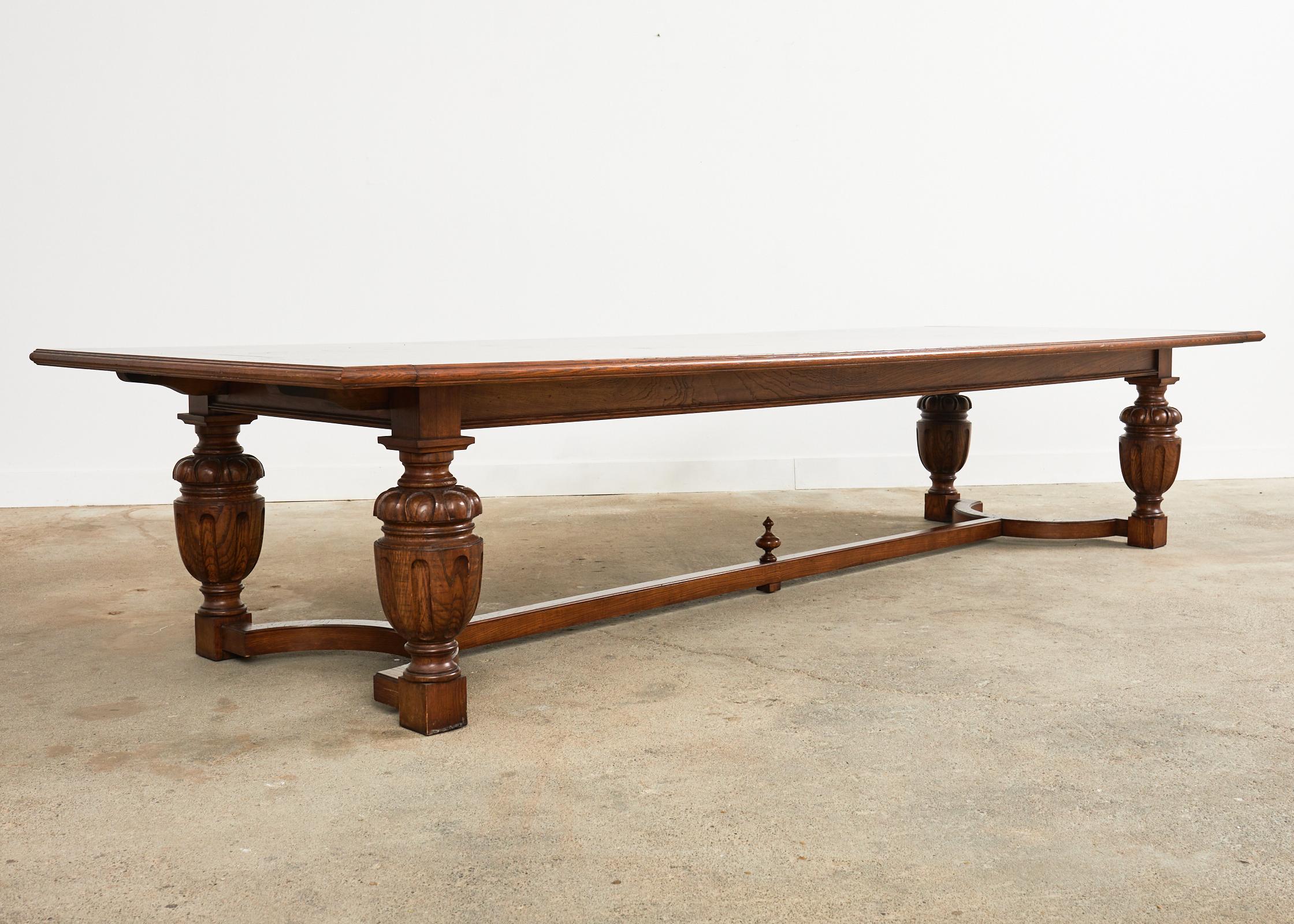 Monumental Italian Baroque Style Oak Refectory Dining Table 14