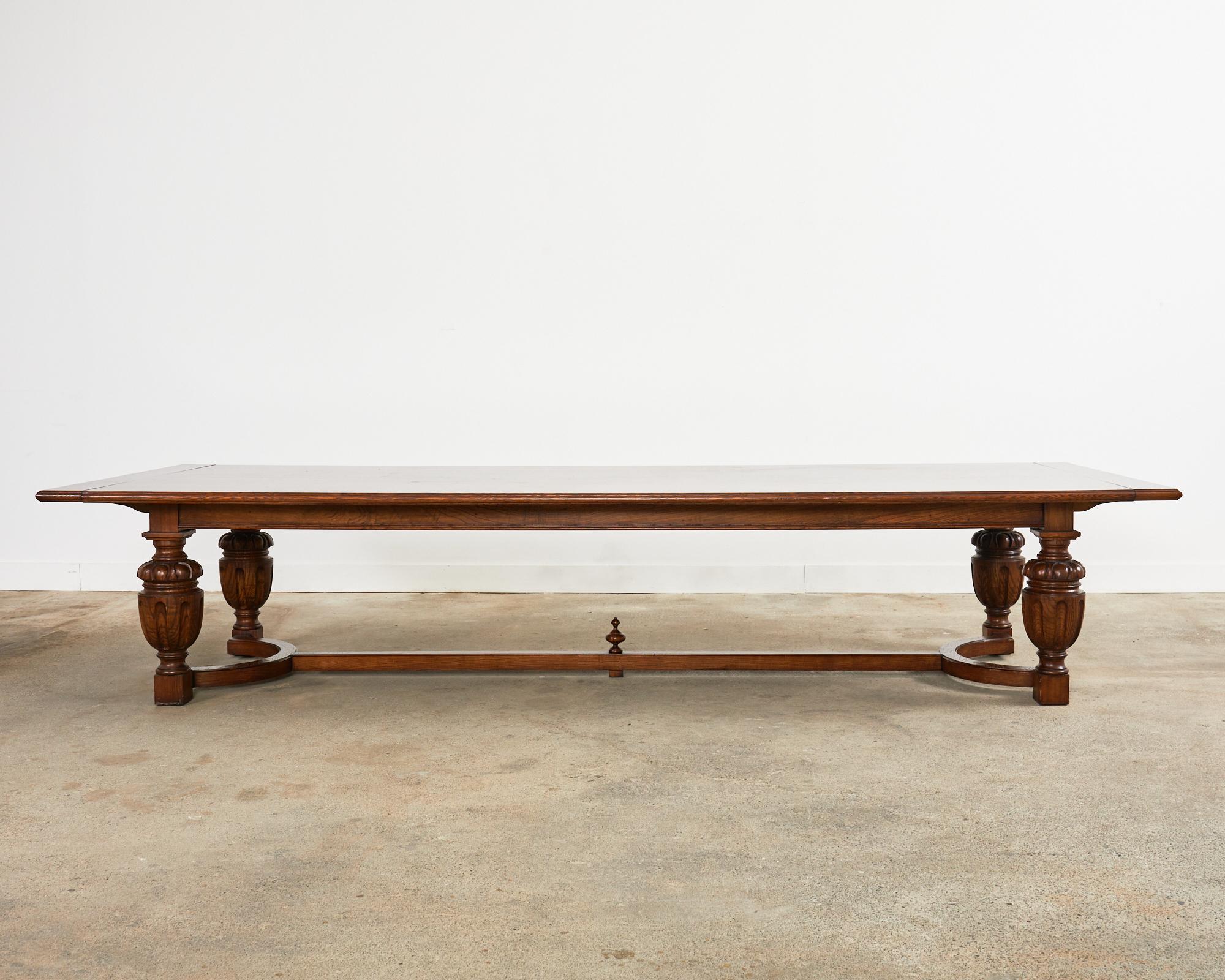 Hand-Crafted Monumental Italian Baroque Style Oak Refectory Dining Table