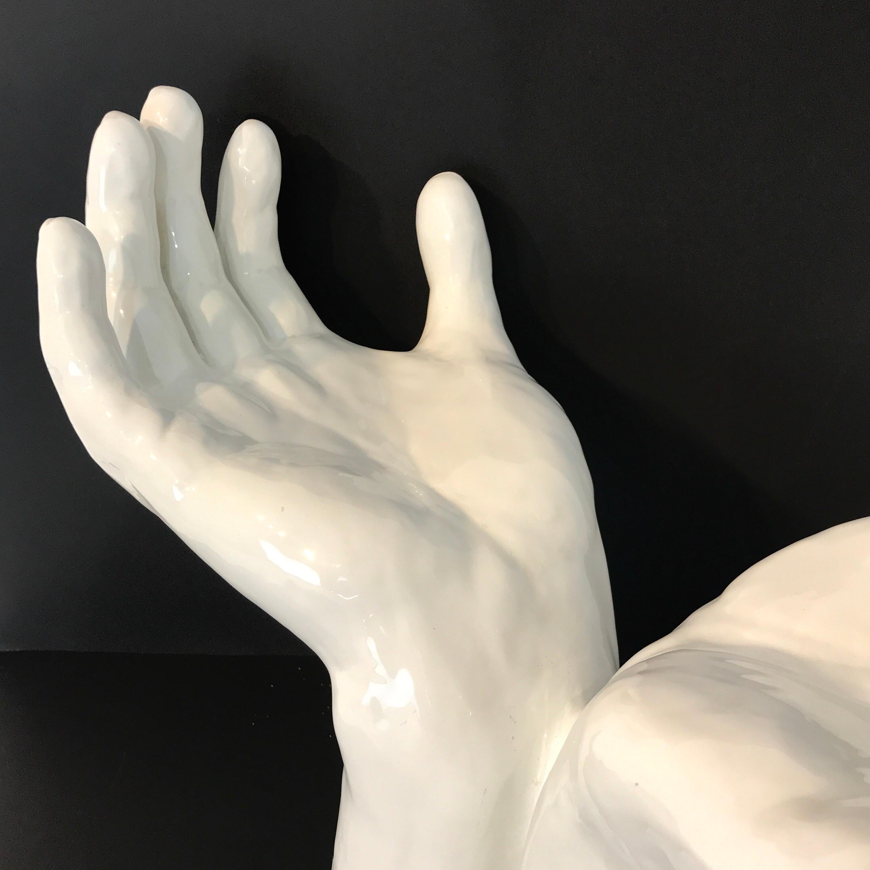 Monumental Italian Blanc de Chine Open Hands Centrepiece In Good Condition In Atlanta, GA