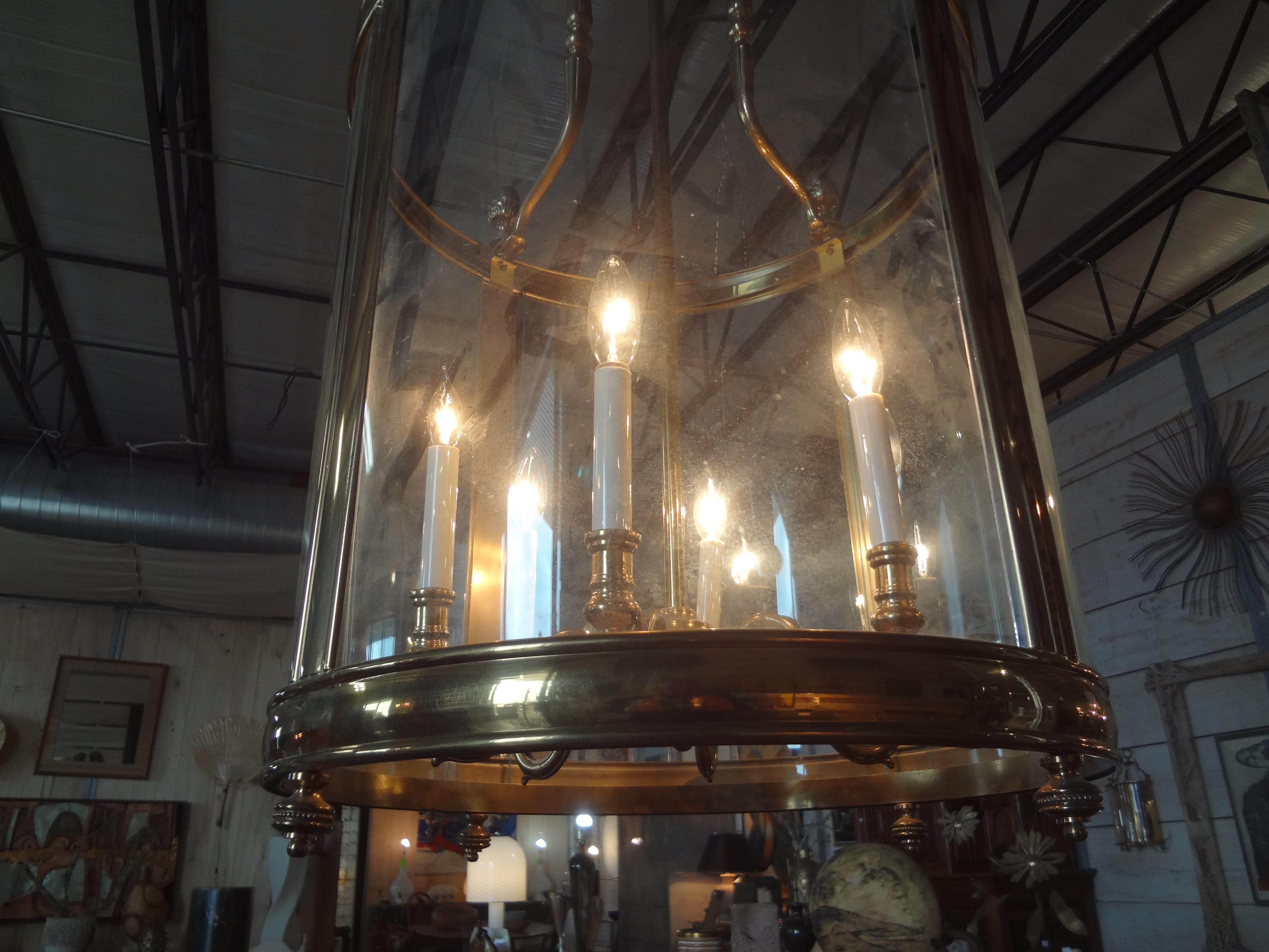 Monumental Italian Brass And Glass Lantern For Sale 5