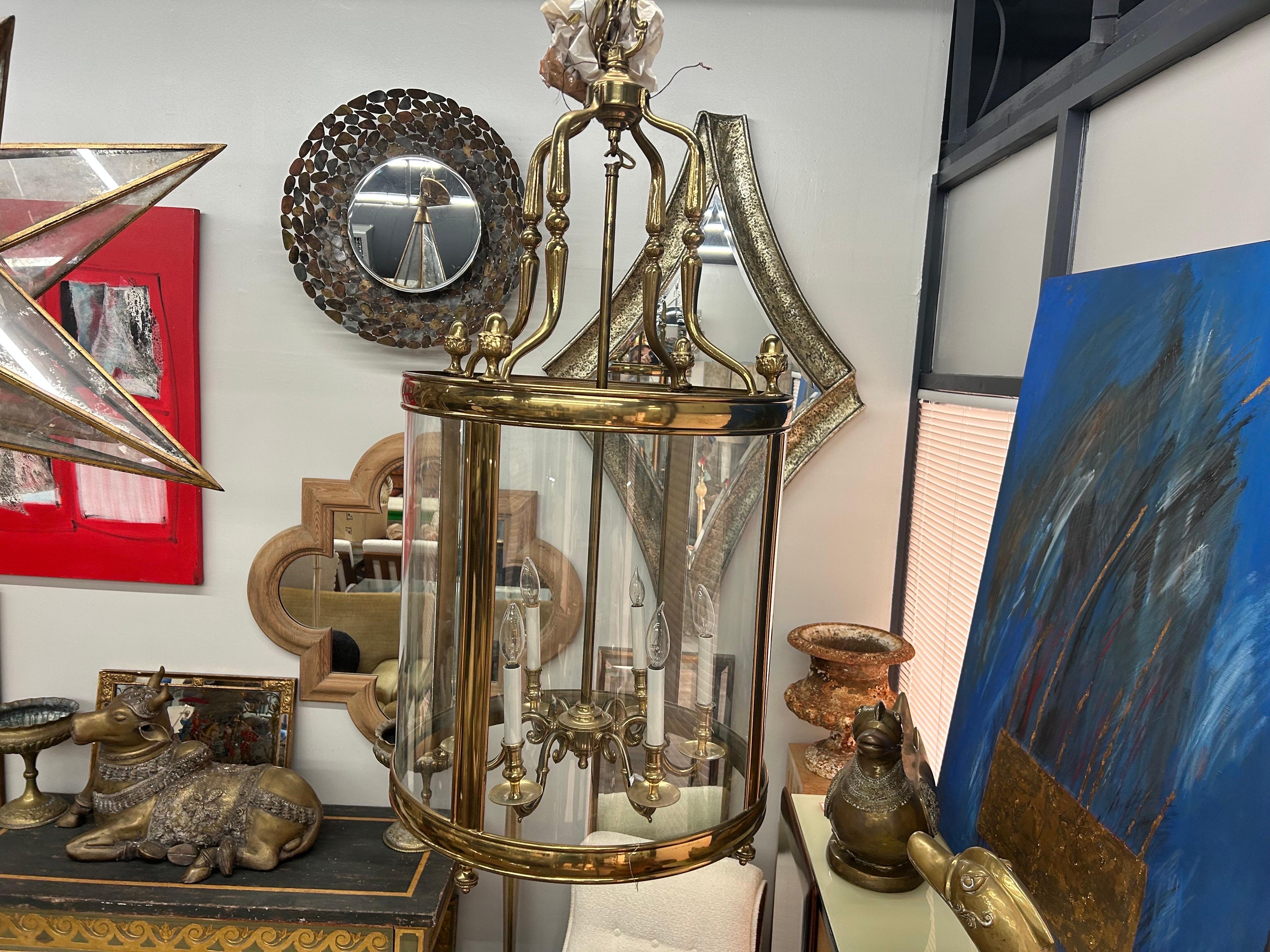 Lanterna monumentale italiana in ottone e vetro 5