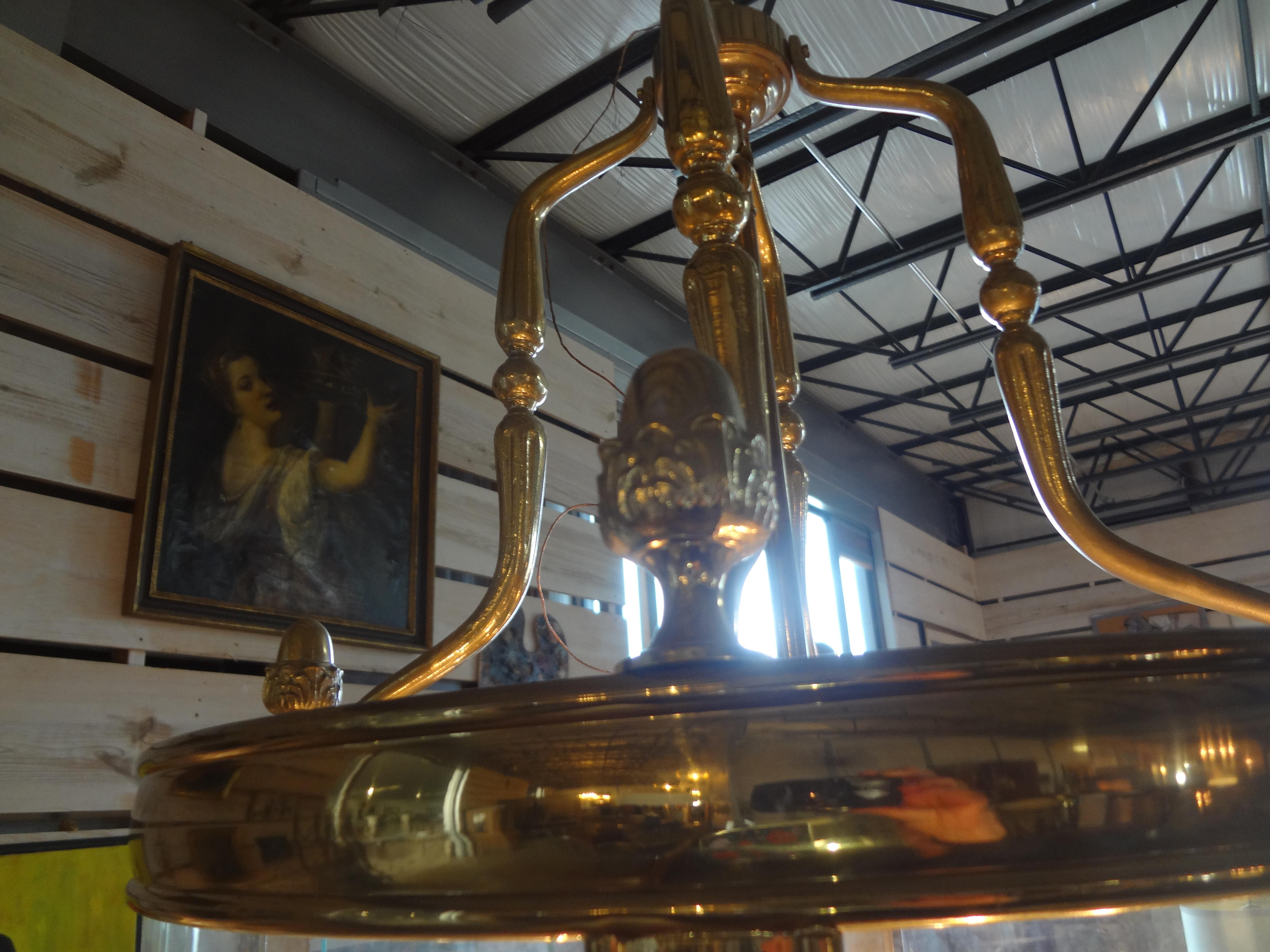 20th Century Monumental Italian Brass And Glass Lantern For Sale