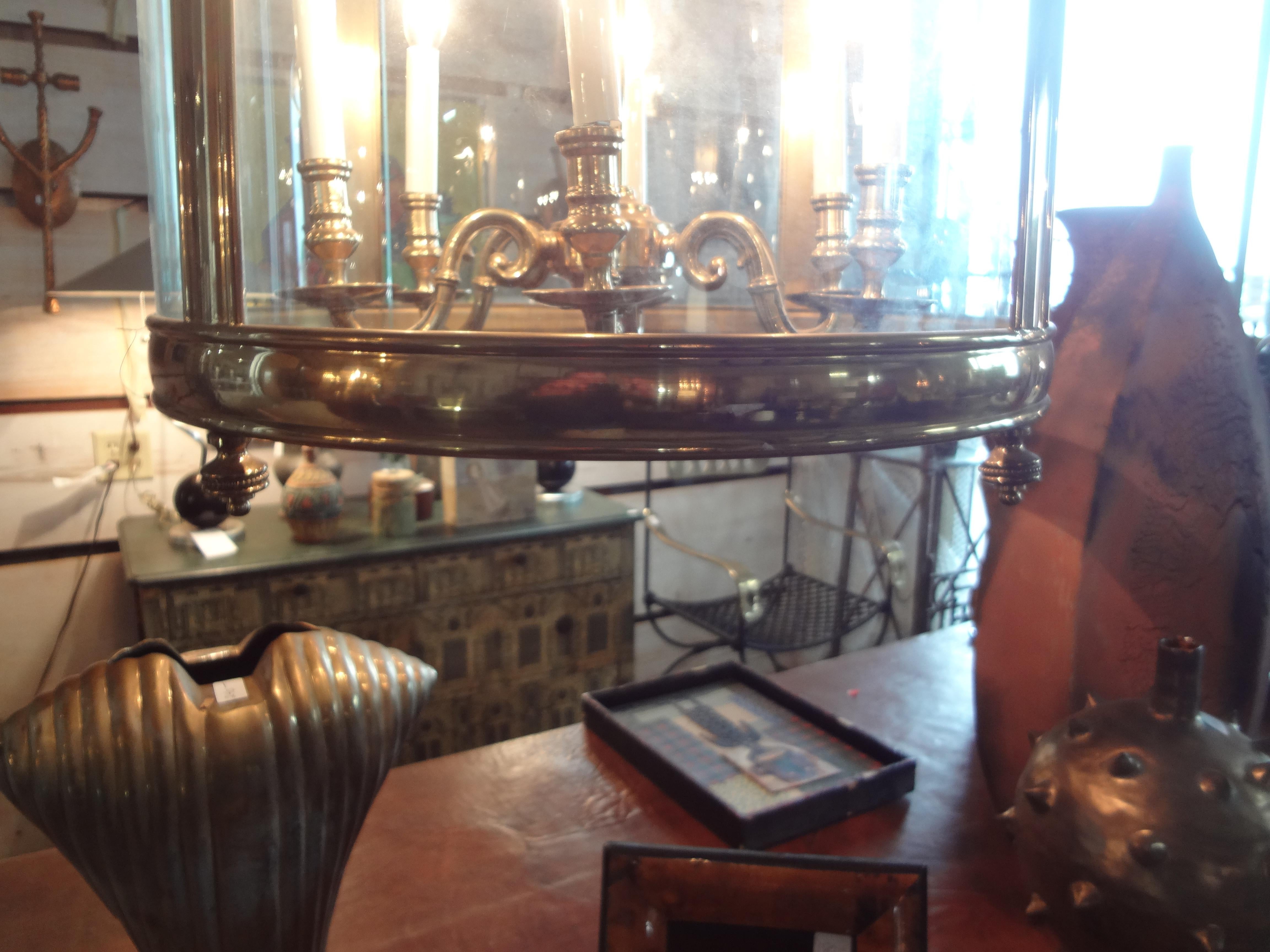 Monumental Italian Brass And Glass Lantern For Sale 1