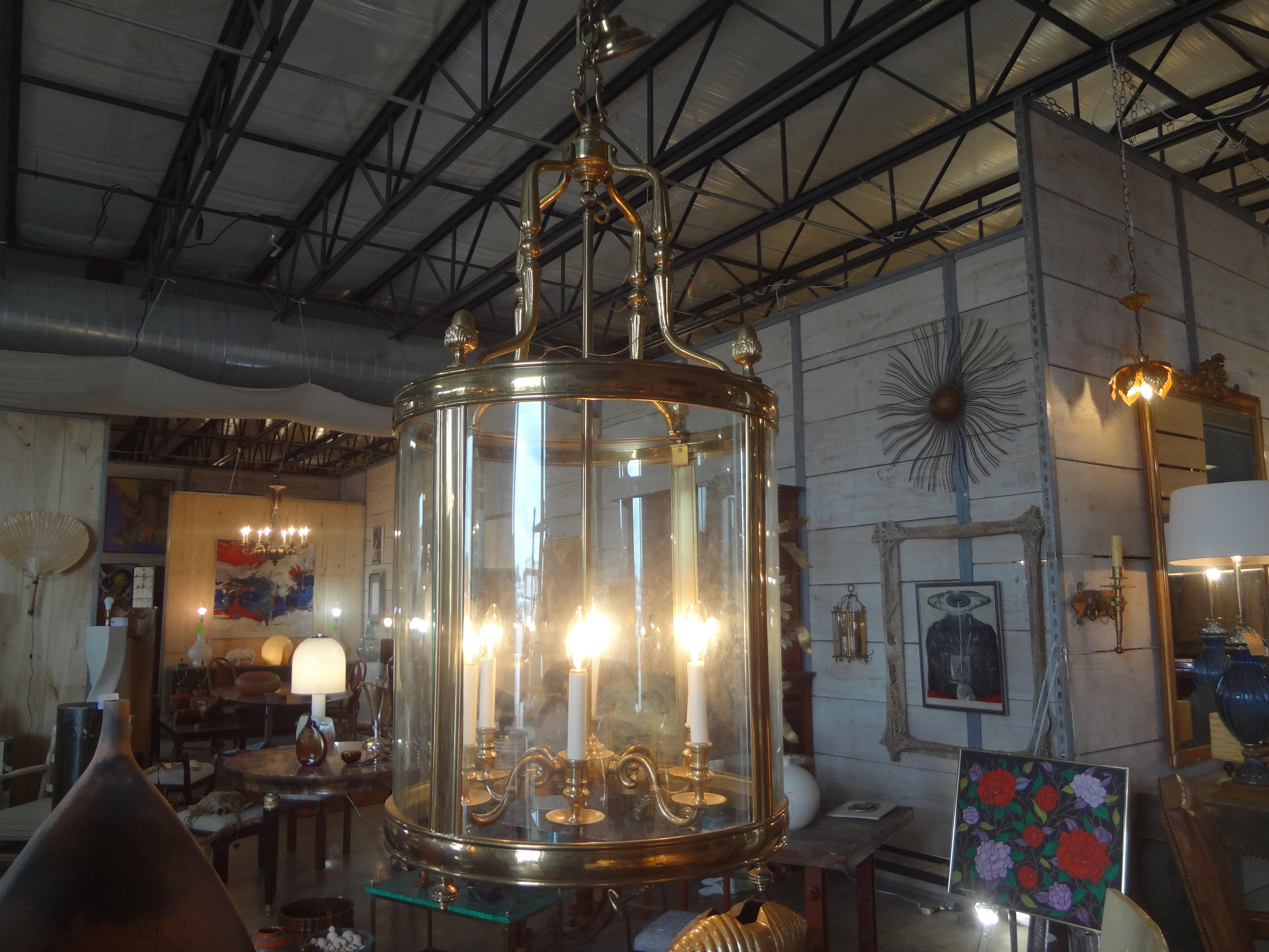 Monumental Italian Brass And Glass Lantern For Sale 3