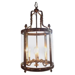 Monumental Italian Brass And Glass Lantern