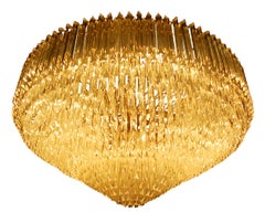 Monumentaler italienischer Einbau-Kronleuchter aus Messing und Kristall von Camer Venini