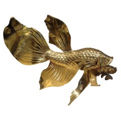 Monumental Italian Brass Fish Or Koi Sculpture