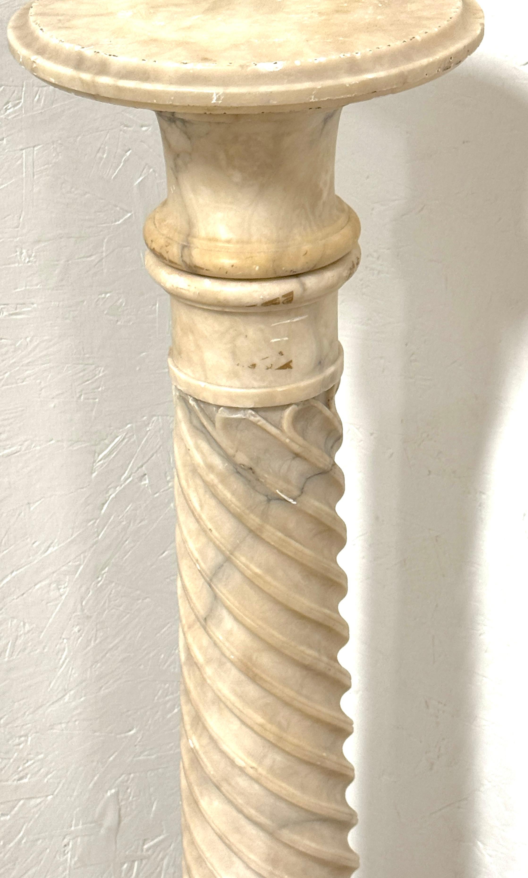 Monumental Italian Carved Alabaster Art Nouveau Bust, by A. Cipriani & Pedestal For Sale 9