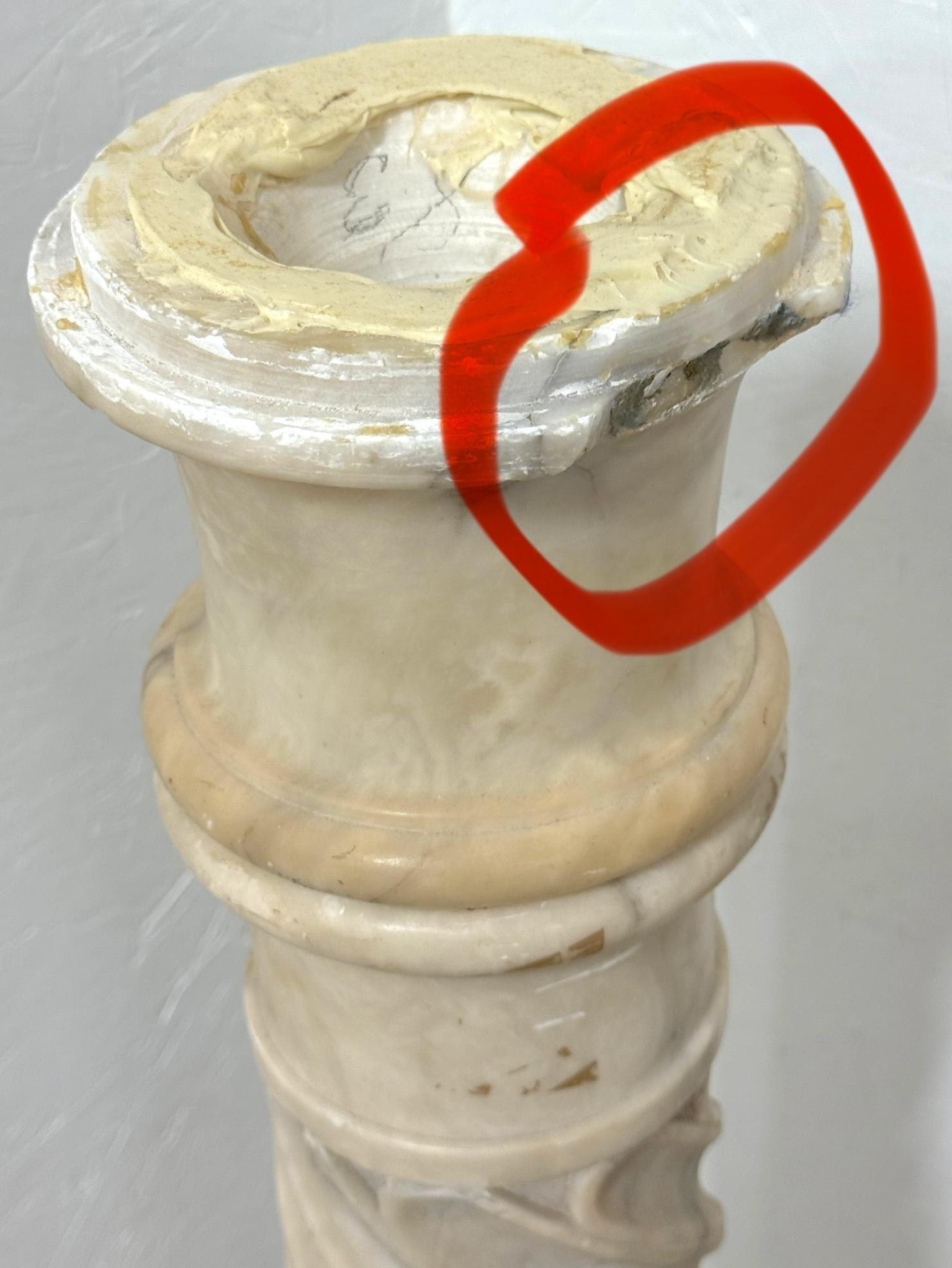 Monumental Italian Carved Alabaster Art Nouveau Bust, by A. Cipriani & Pedestal For Sale 11