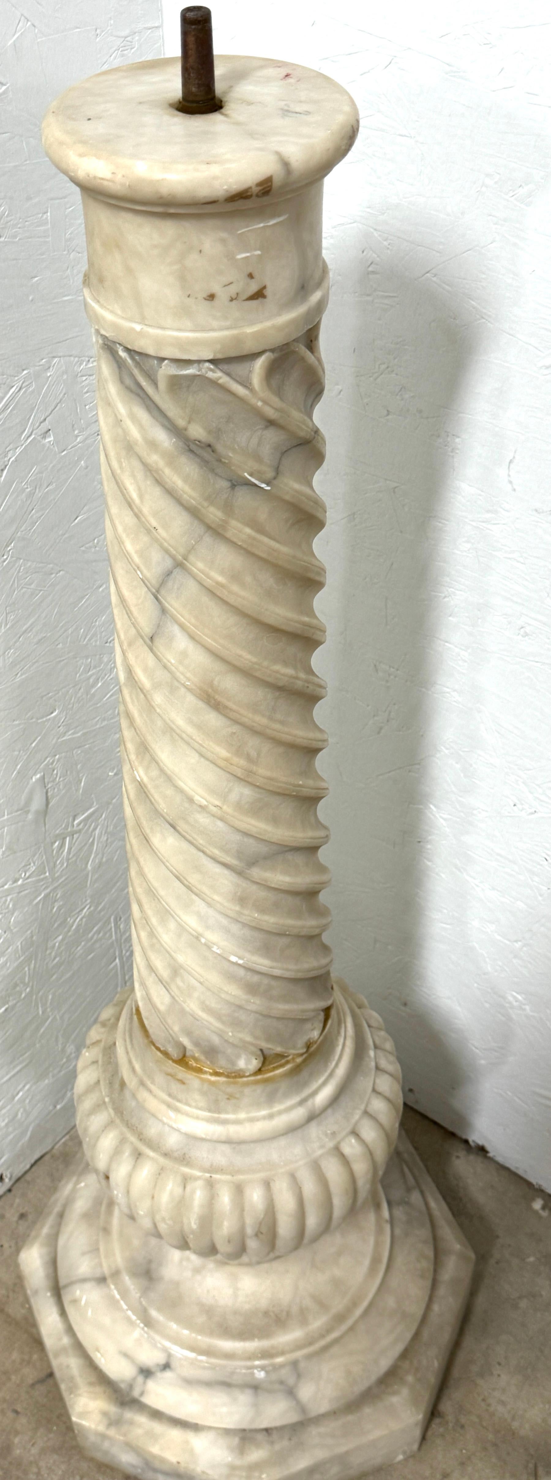 Monumental Italian Carved Alabaster Art Nouveau Bust, by A. Cipriani & Pedestal For Sale 12