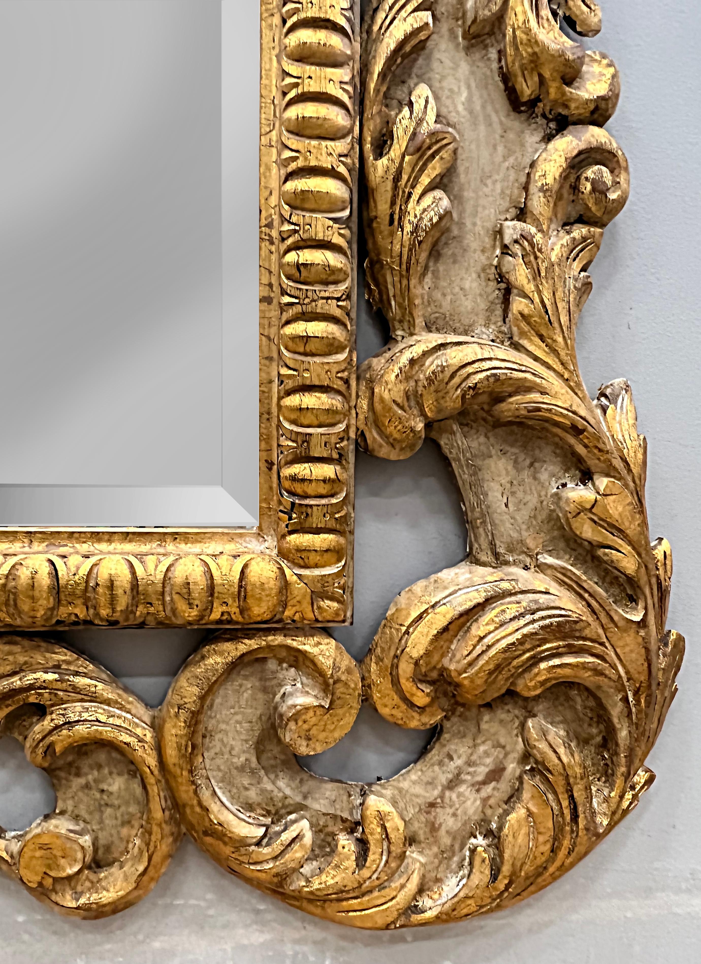 Monumental Italian Carved Gilt Wall Mirror, Hollywood Regency Style For Sale 5