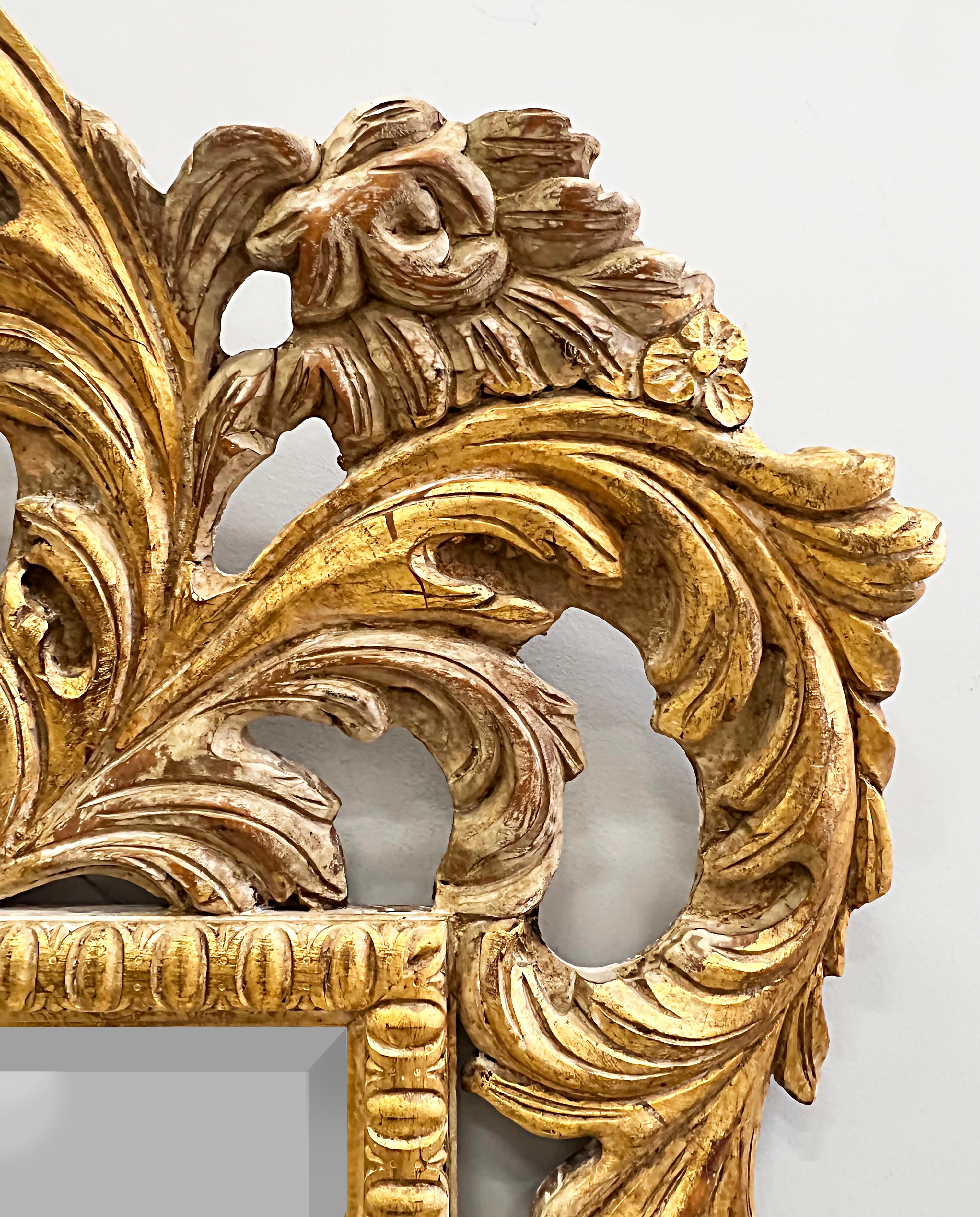 Monumental Italian Carved Gilt Wall Mirror, Hollywood Regency Style For Sale 3