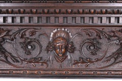Monumental Italian carved walnut fireplace, Neo-Renaissance style, circa 1880