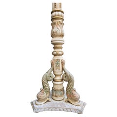 Monumental Italian Carved Wood Floor Lamp with Dolphin Motif, Mid-20th Century