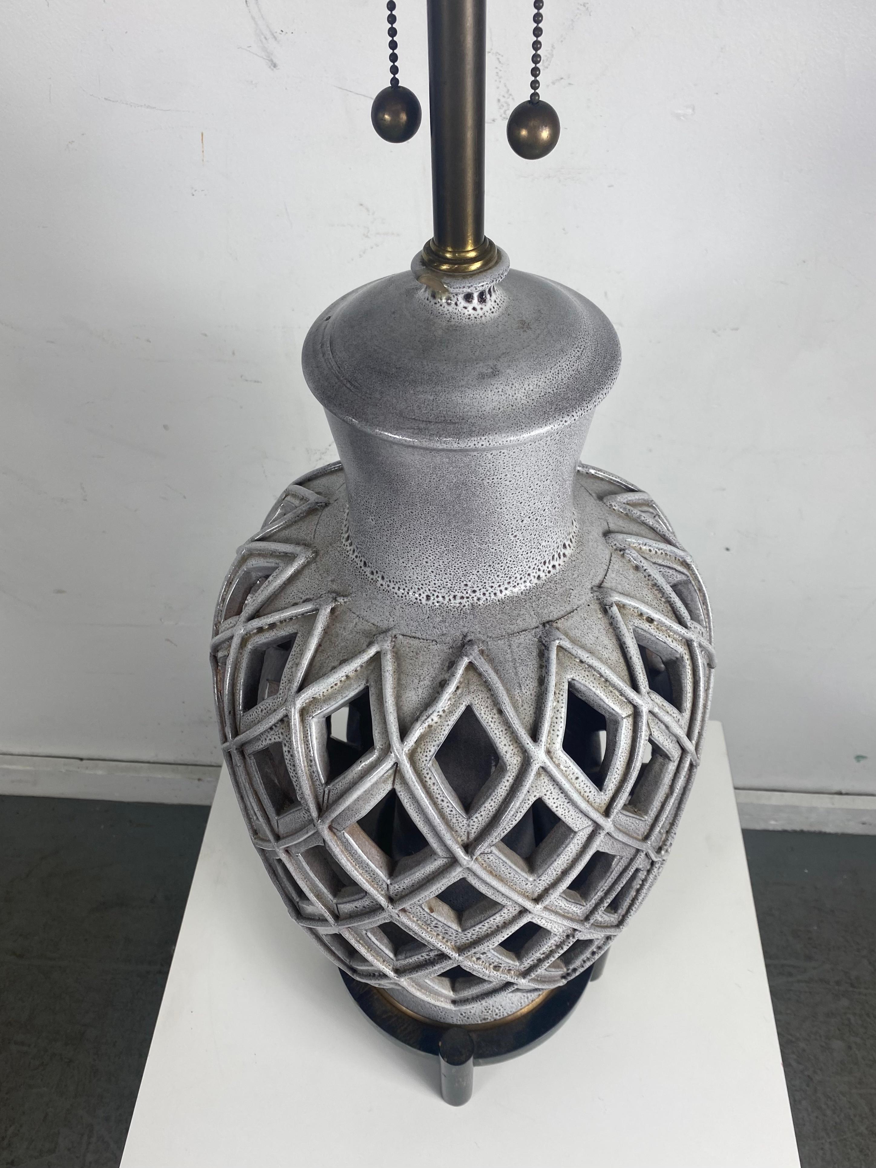 Brass Monumental Italian Ceramic Lamp by Marbro Lamp Company / Modernist