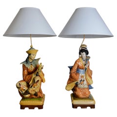 Monumental Italian Chinoiserie Table Lamps by Domenico Poloniato, A-Pair