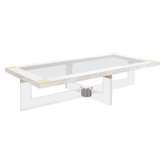 Monumental Italian Chrome and Lucite Coffee Table by Sandro Petti