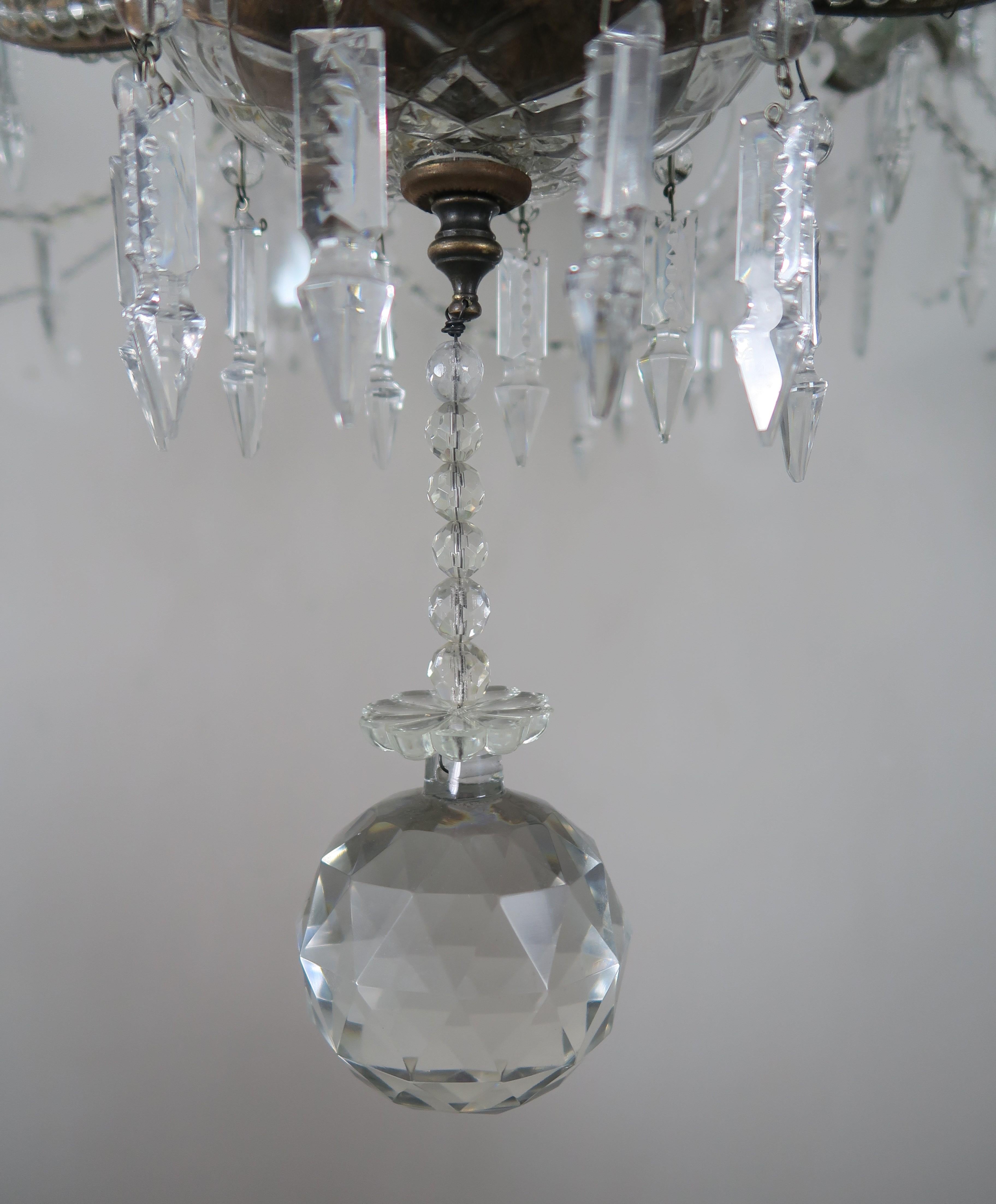 Metal Monumental Italian Crystal Beaded 16-Arm Chandelier, circa 1900s