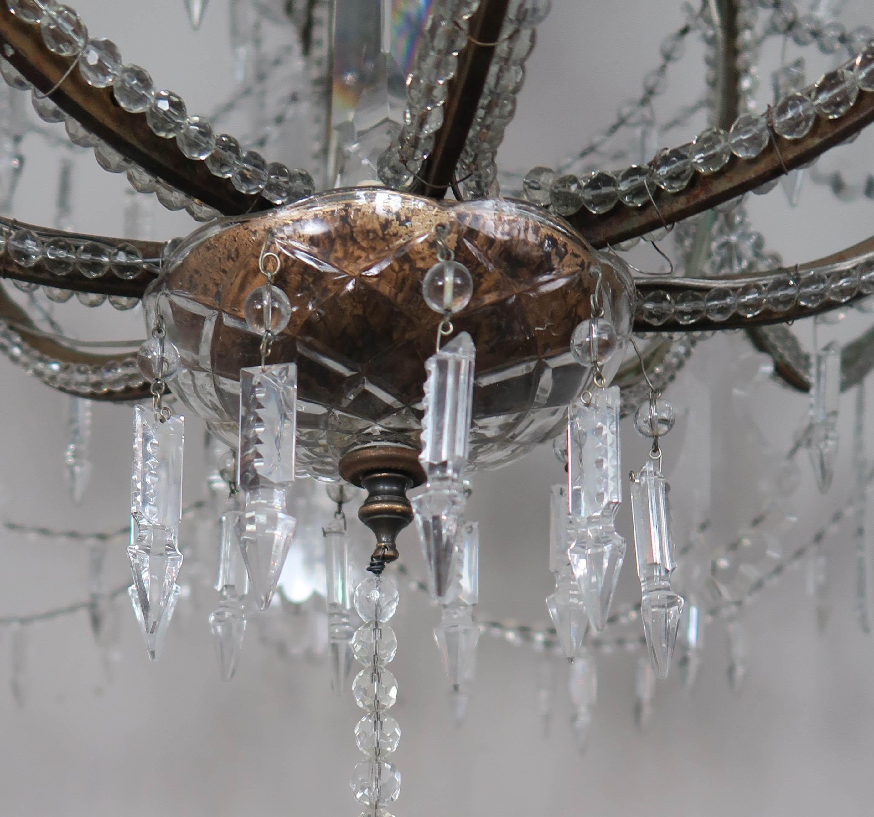 Monumental Italian Crystal Beaded 16-Arm Chandelier, circa 1900s 3