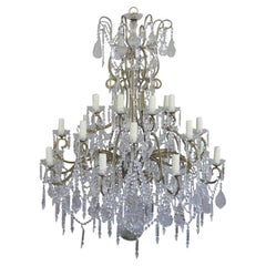 Monumental Italian Crystal Beaded Arm Chandelier