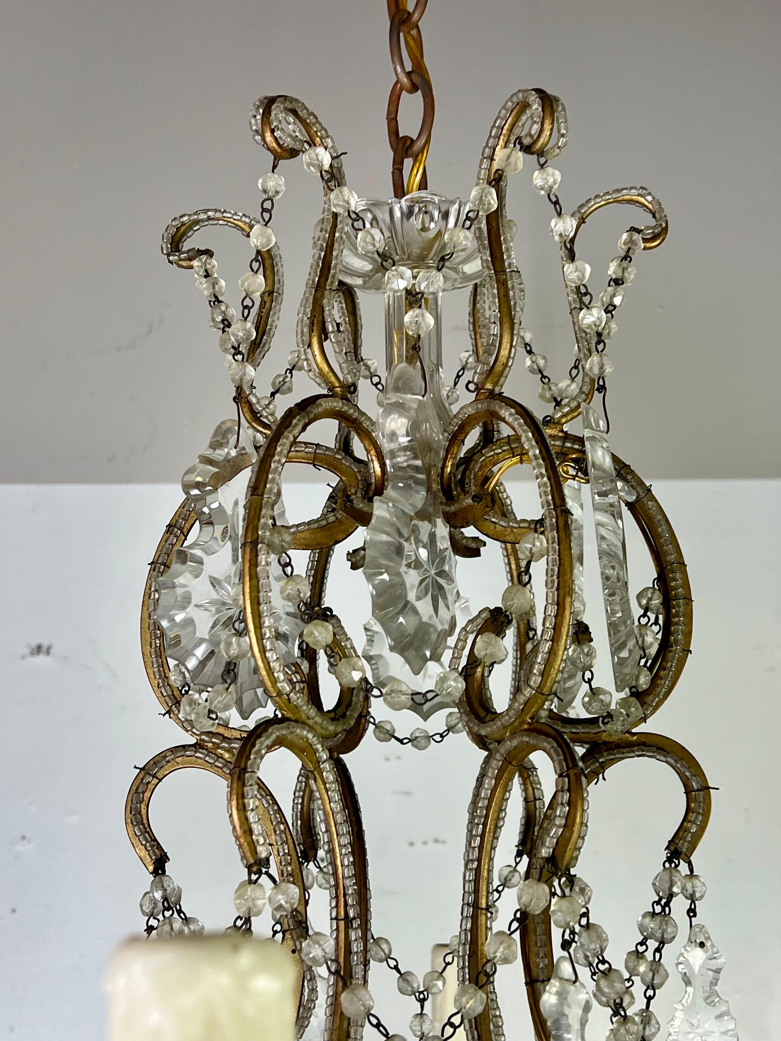 Monumentale lampadario di cristallo italiano con perline C.A.I.C. 1930 in vendita 6