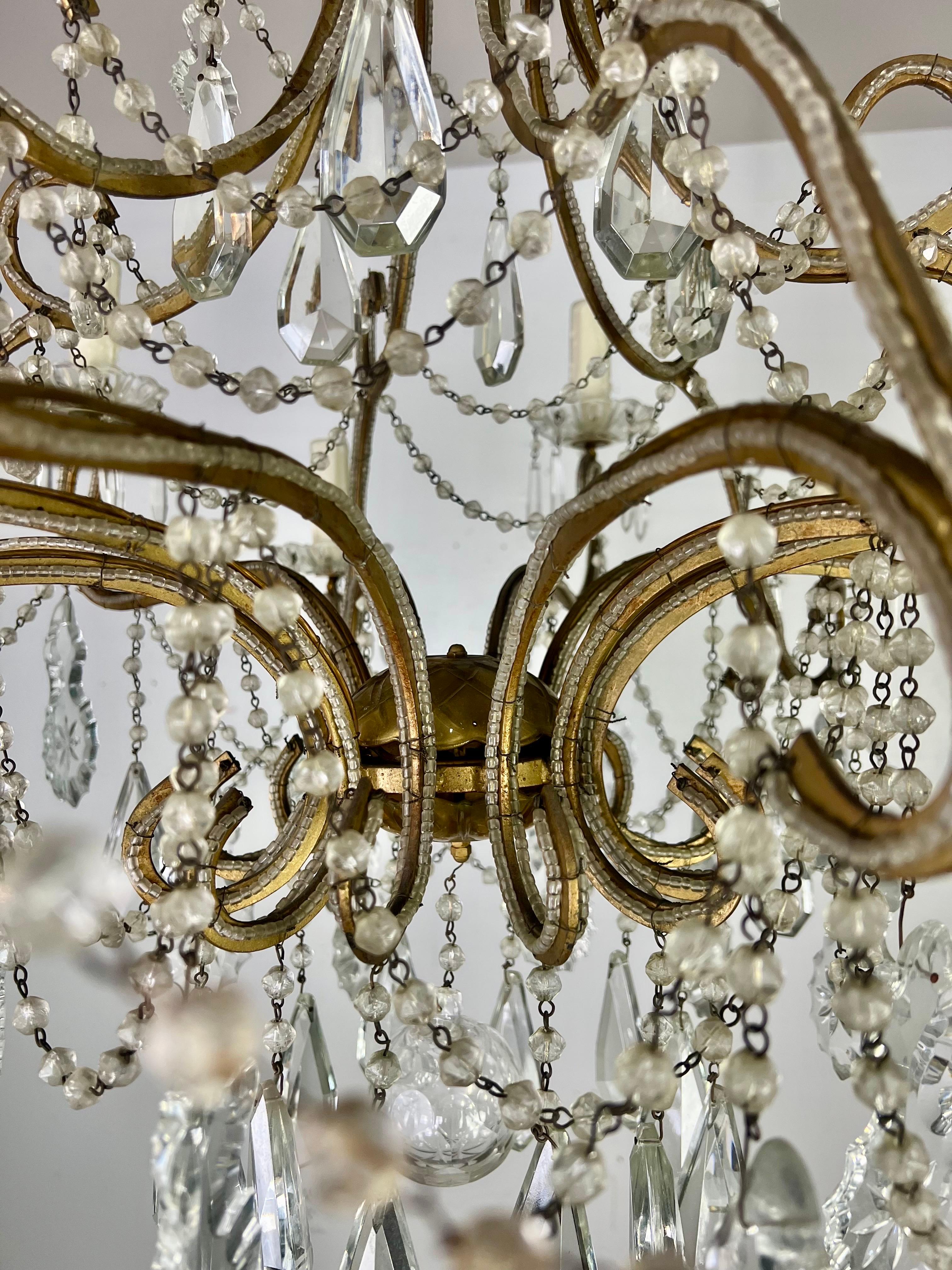 Monumentale lampadario di cristallo italiano con perline C.A.I.C. 1930 in vendita 8