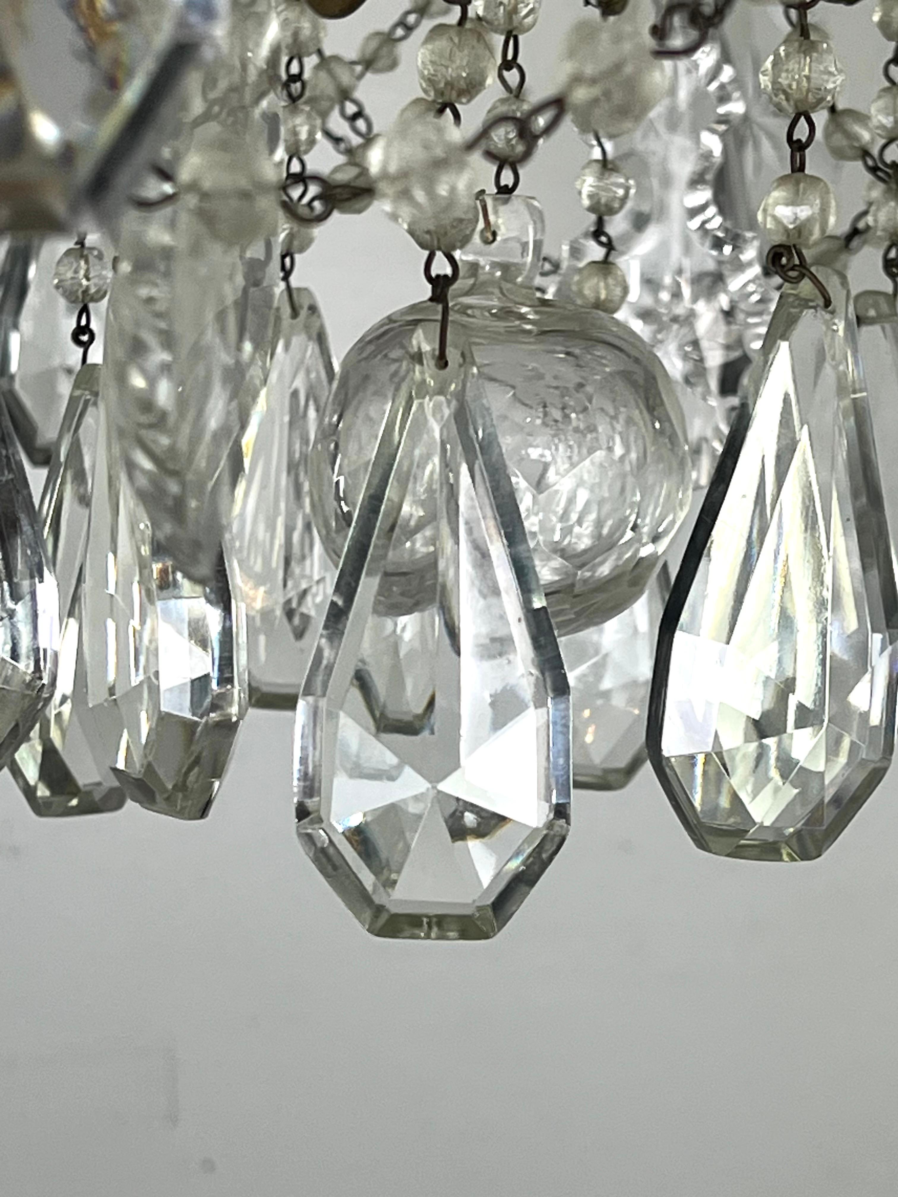 Metallo Monumentale lampadario di cristallo italiano con perline C.A.I.C. 1930 in vendita