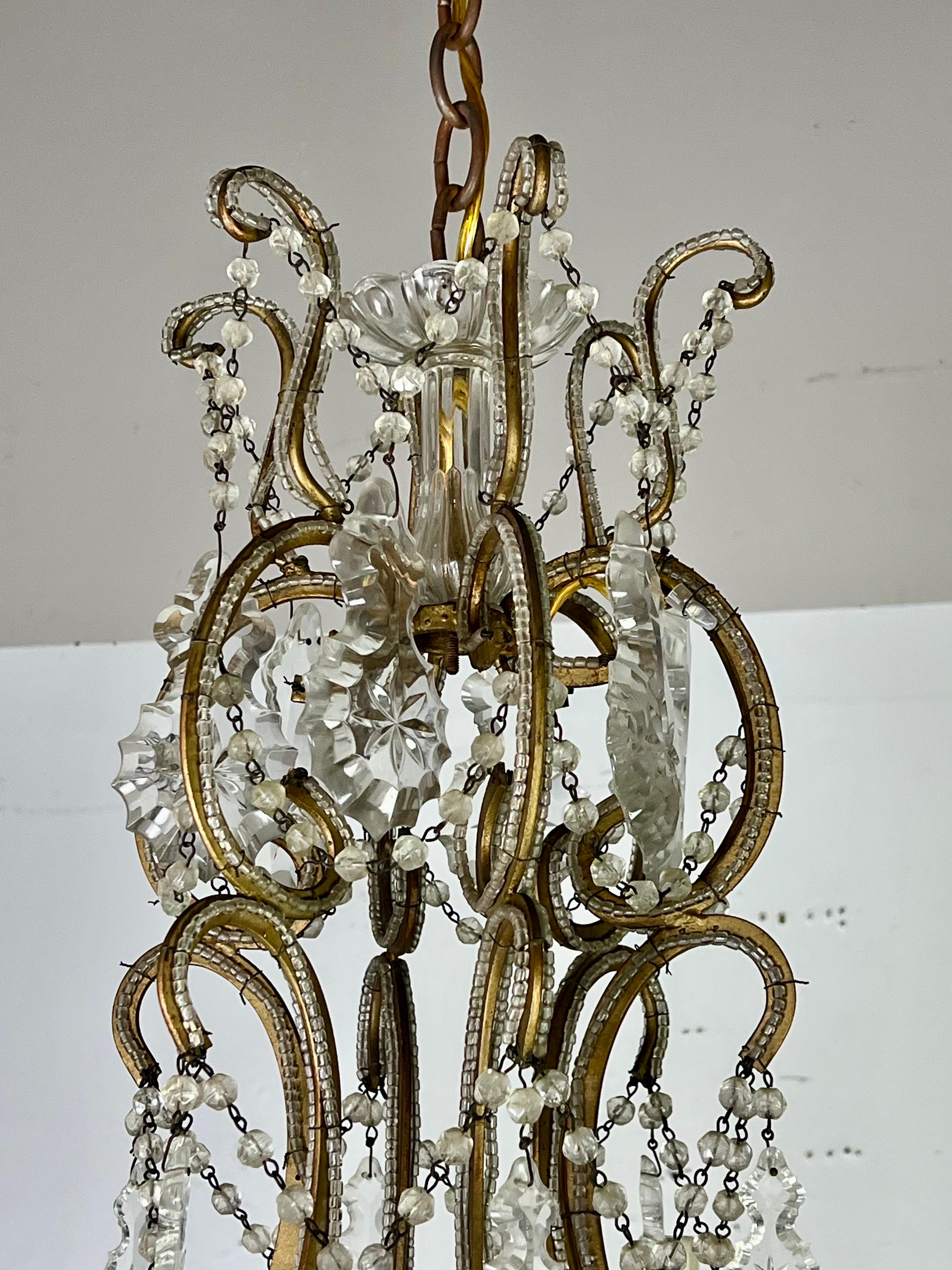 Monumentale lampadario di cristallo italiano con perline C.A.I.C. 1930 in vendita 1
