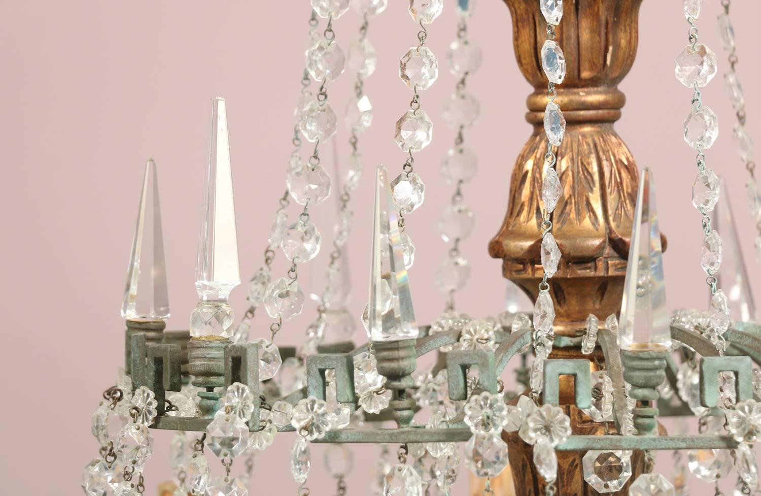 Bronze Monumental Italian Crystal Chandelier