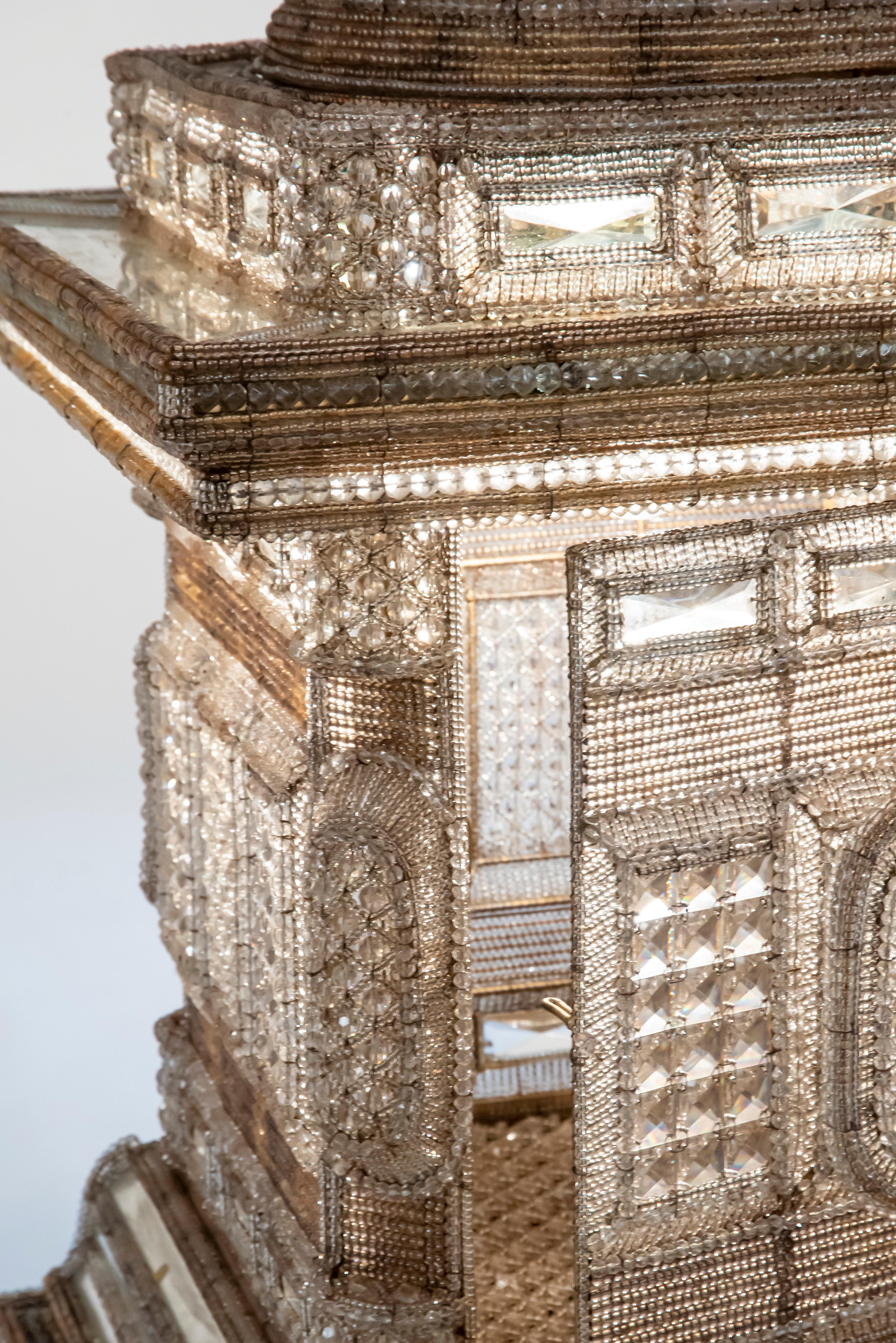 XX secolo Vasi monumentali italiani in vetro tagliato e perline su stelo, adattati come lampade anni '40-'60
