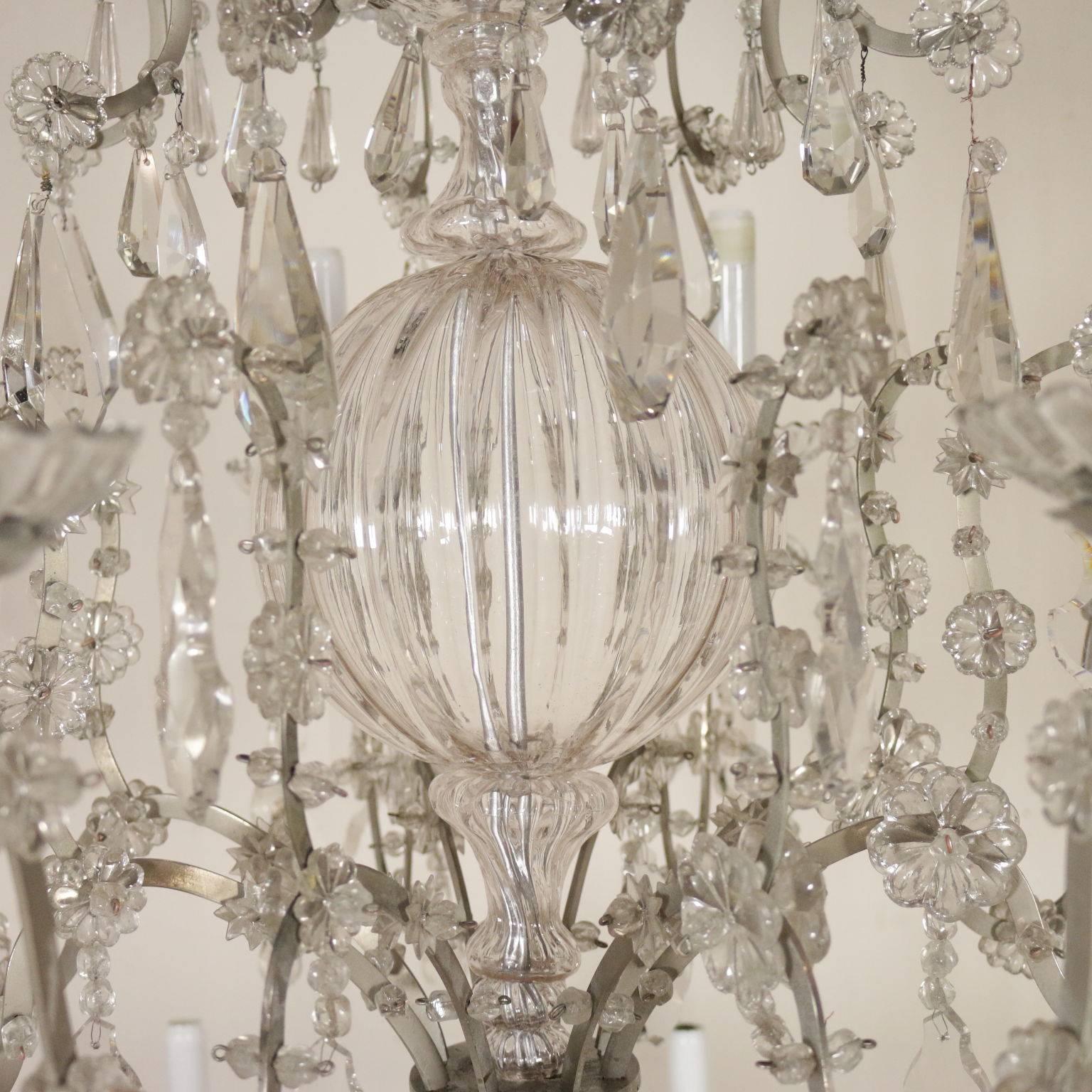  Italian Crystal Sixteen, Light Monumental Chandelier In Excellent Condition For Sale In Los Angeles, CA