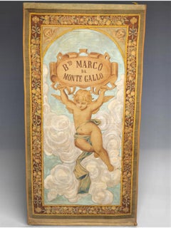 Monumental Italian Devotional Painted Tapestry, 18th Century