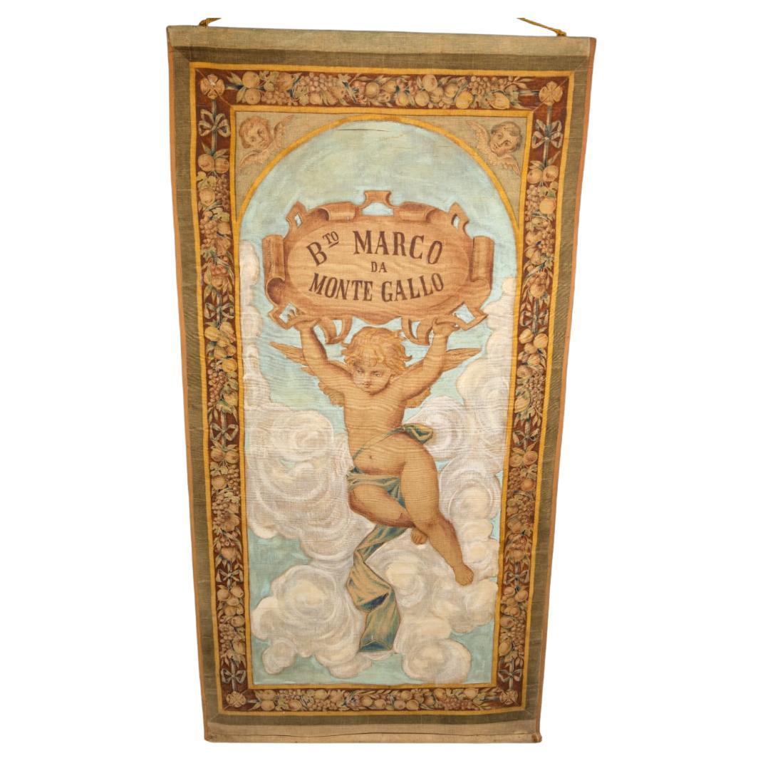 18th Century Italian Baroque Tapestry with Cherub Design For Sale