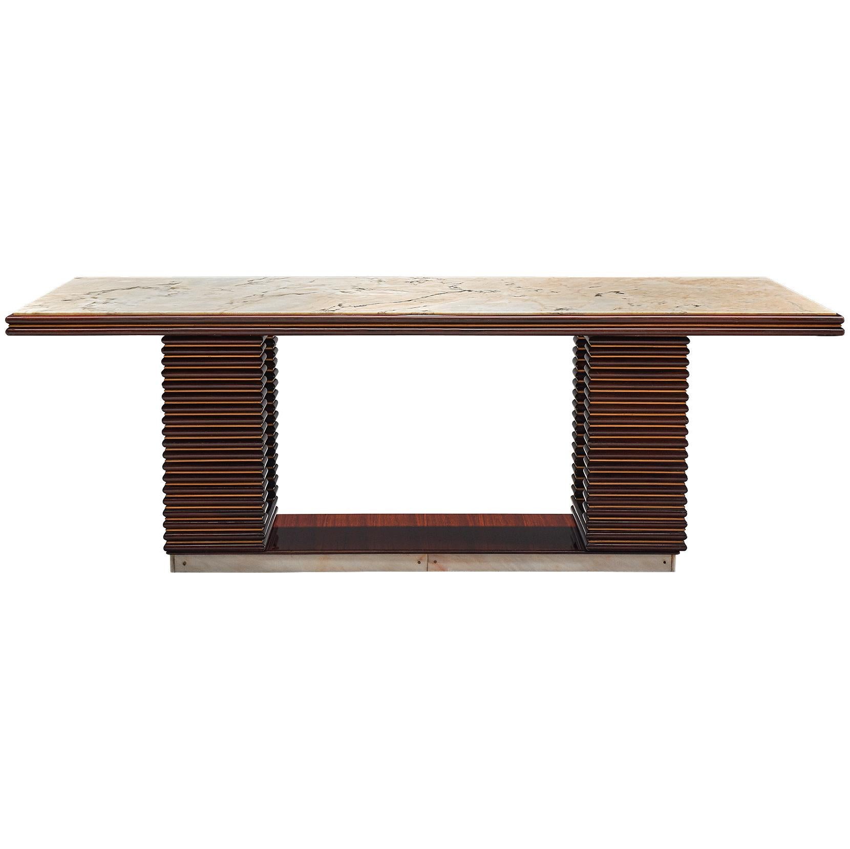 Monumental Italian Dining Table with Marble Top