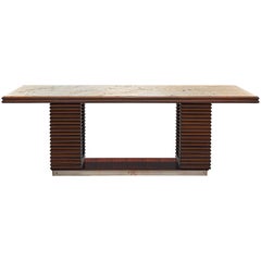 Table de salle à manger italienne monumentale avec plateau en marbre