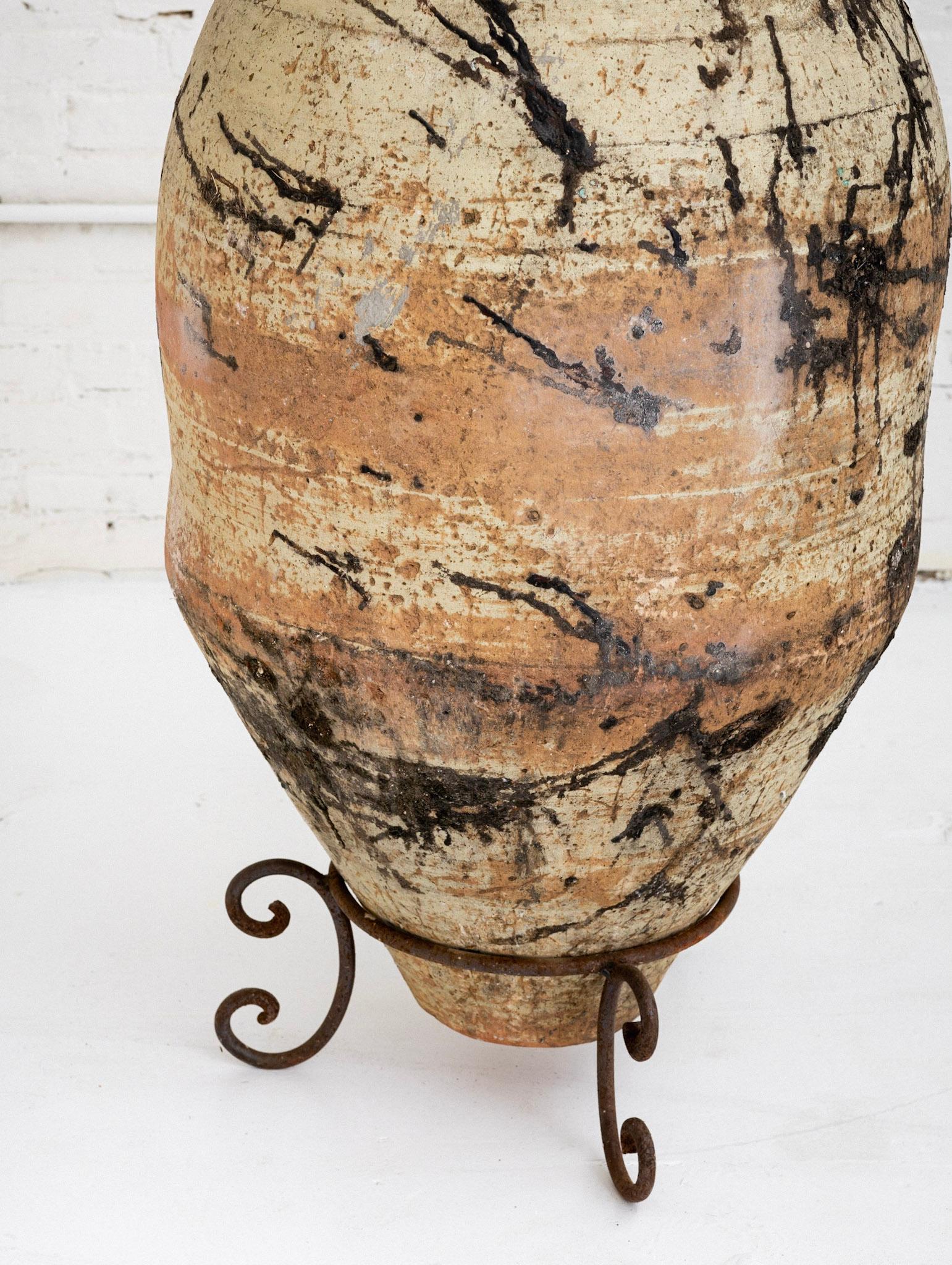 Monumental Italian Earthenware Vessel with Stand In Good Condition For Sale In Brooklyn, NY