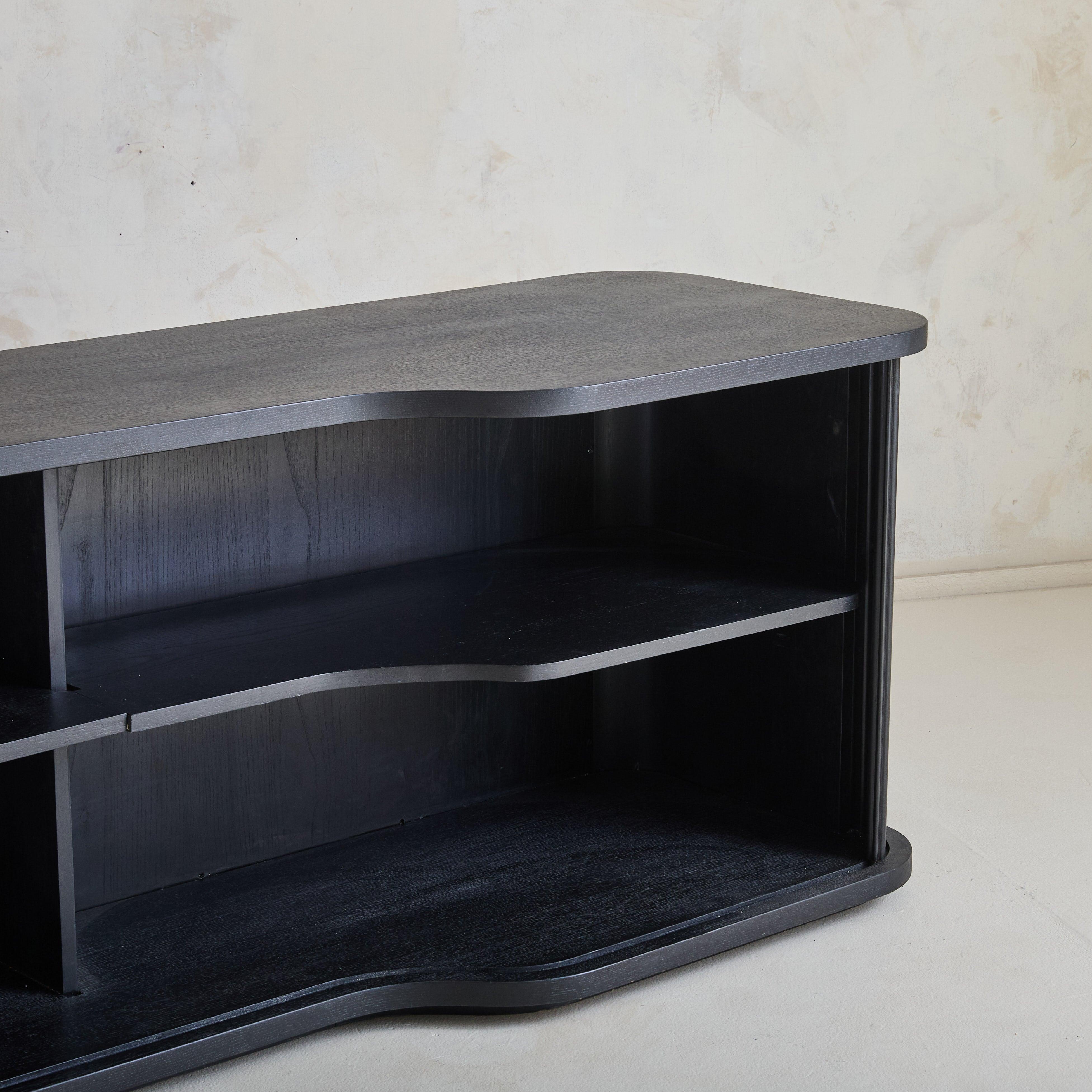 Monumental Italian Ebonized Wood Credenza, 1980s For Sale 5