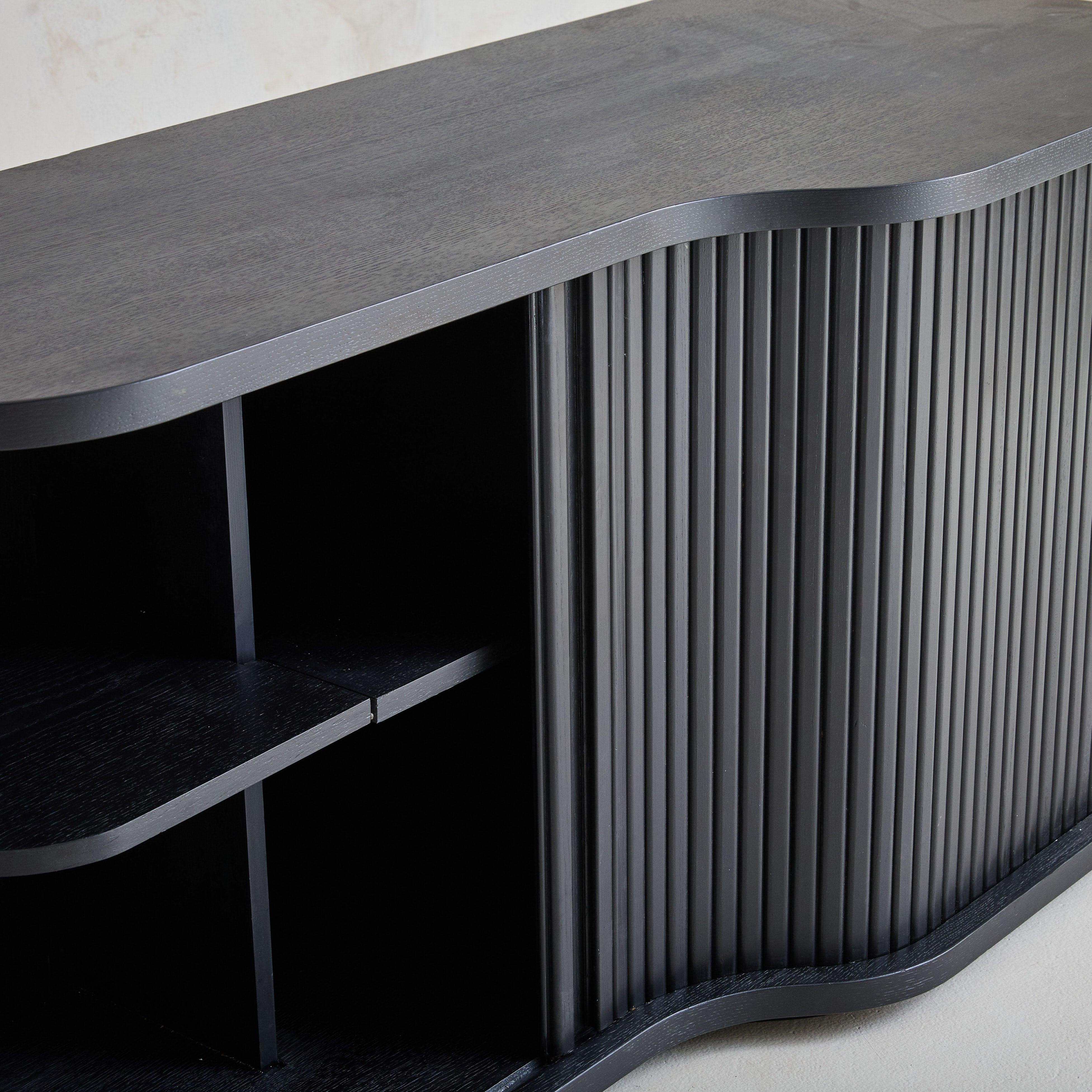 Monumental Italian Ebonized Wood Credenza, 1980s For Sale 6