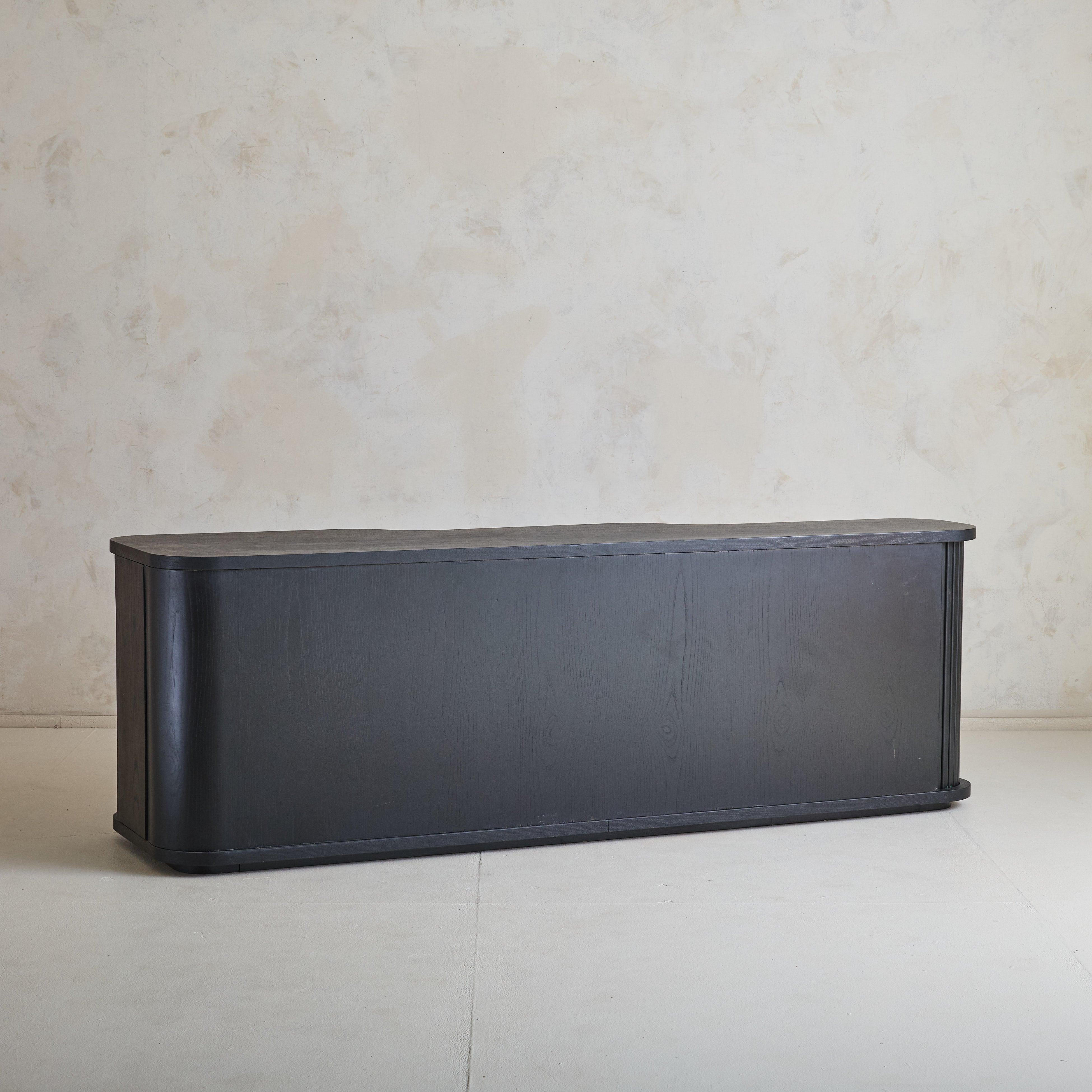 Monumental Italian Ebonized Wood Credenza, 1980s For Sale 1