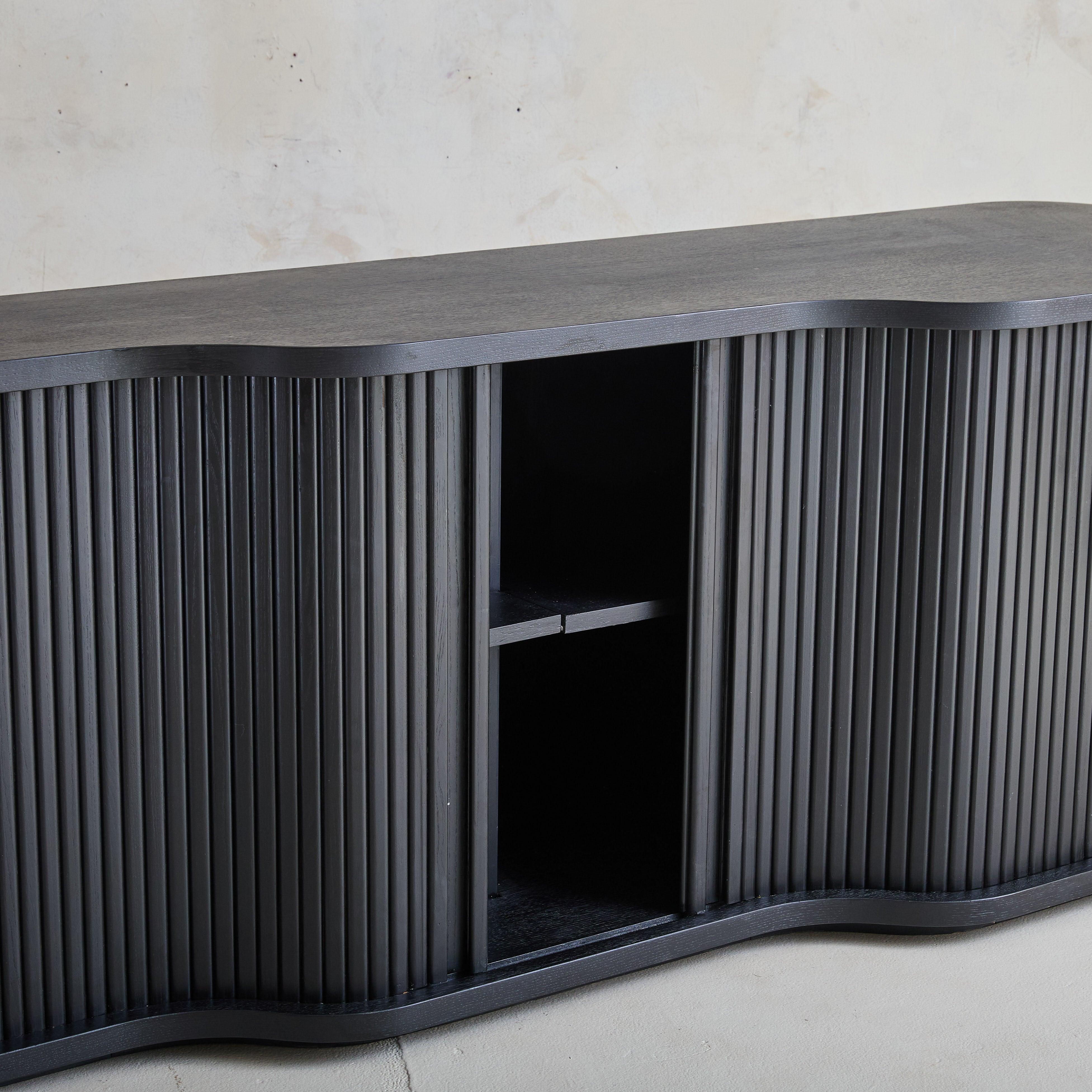 Monumental Italian Ebonized Wood Credenza, 1980s For Sale 2