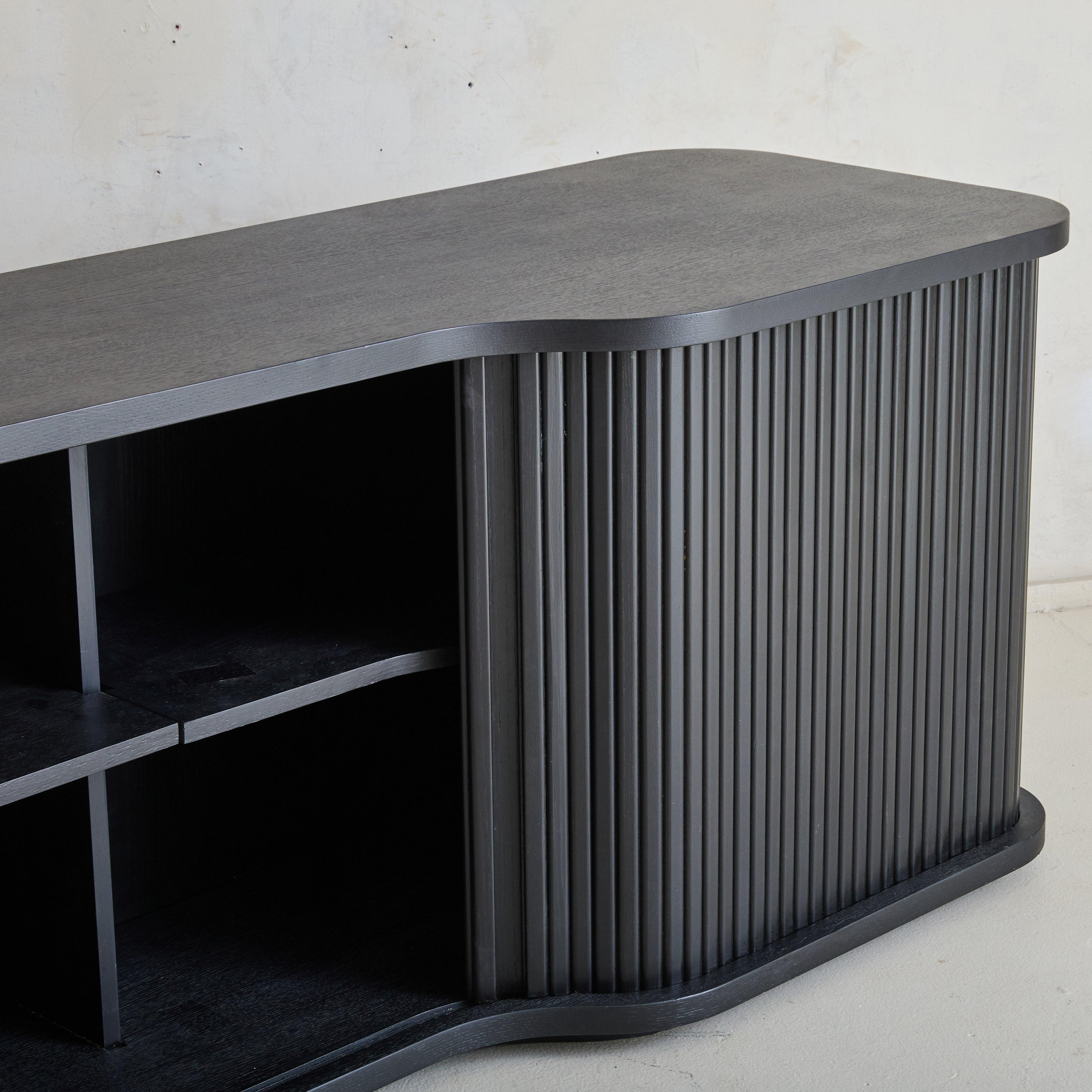 Monumental Italian Ebonized Wood Credenza, 1980s For Sale 3