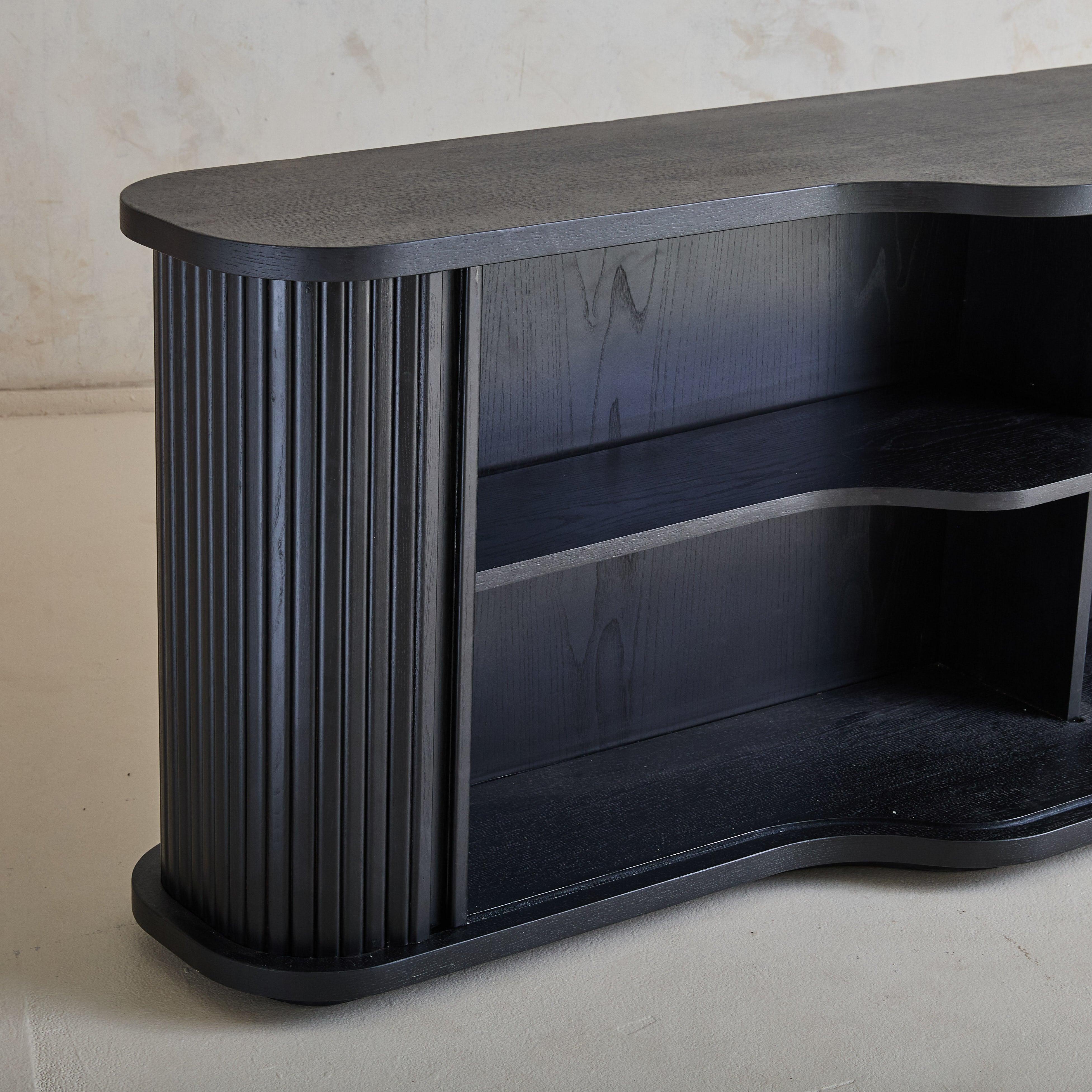 Monumental Italian Ebonized Wood Credenza, 1980s For Sale 4
