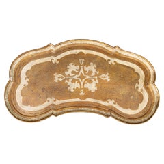 Vintage Monumental Italian Florentine Giltwood Kidney Shaped Tray, circa 1930