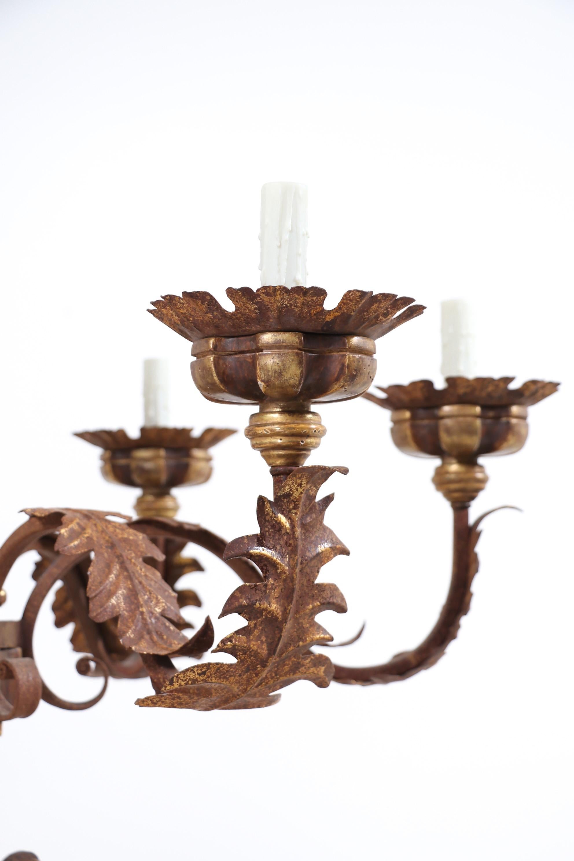 Monumental Italian-Style Giltwood and Iron Chandelier By Paul Ferrante 2
