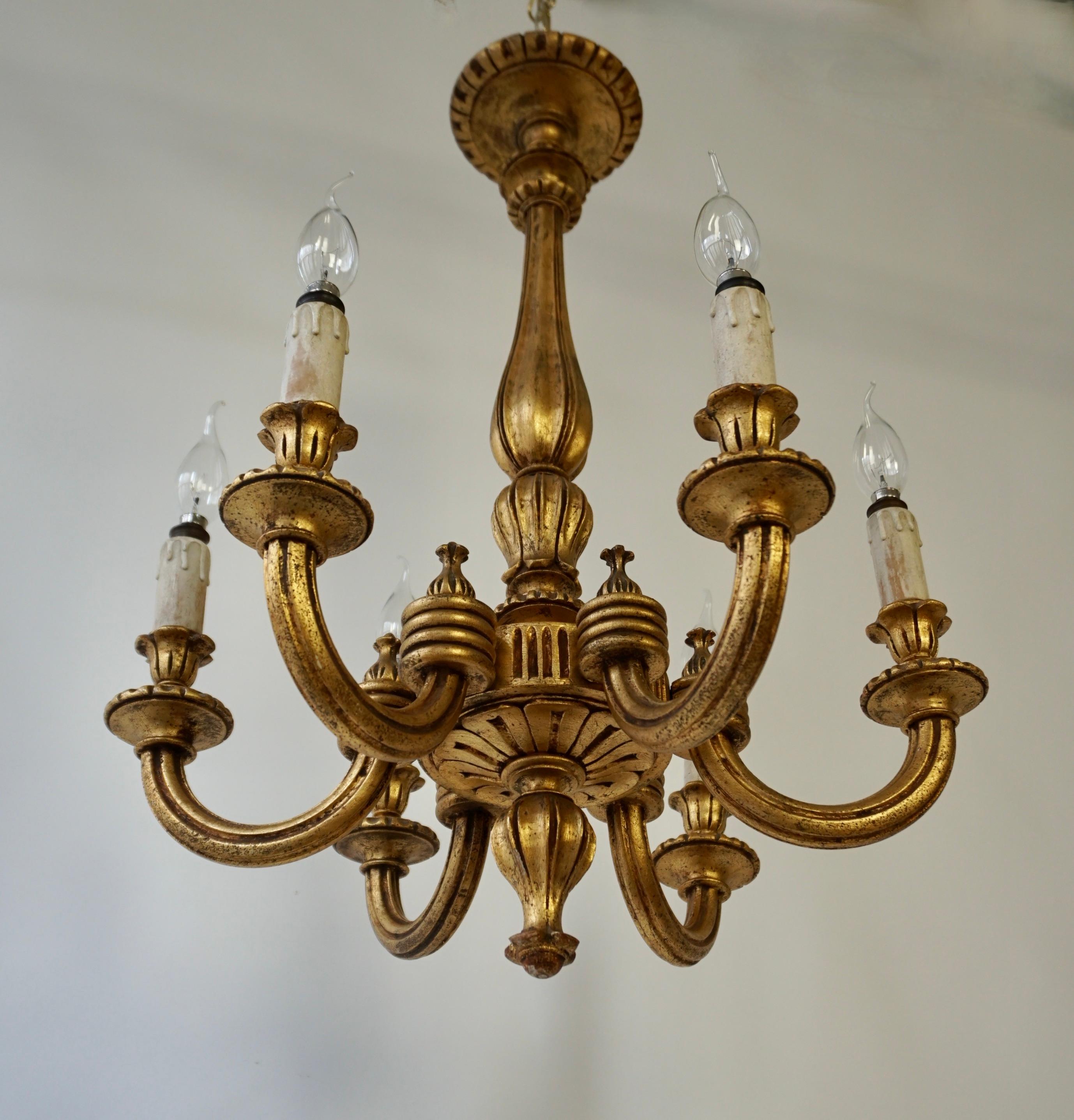 Monumental Italian Giltwood Chandelier In Good Condition For Sale In Antwerp, BE